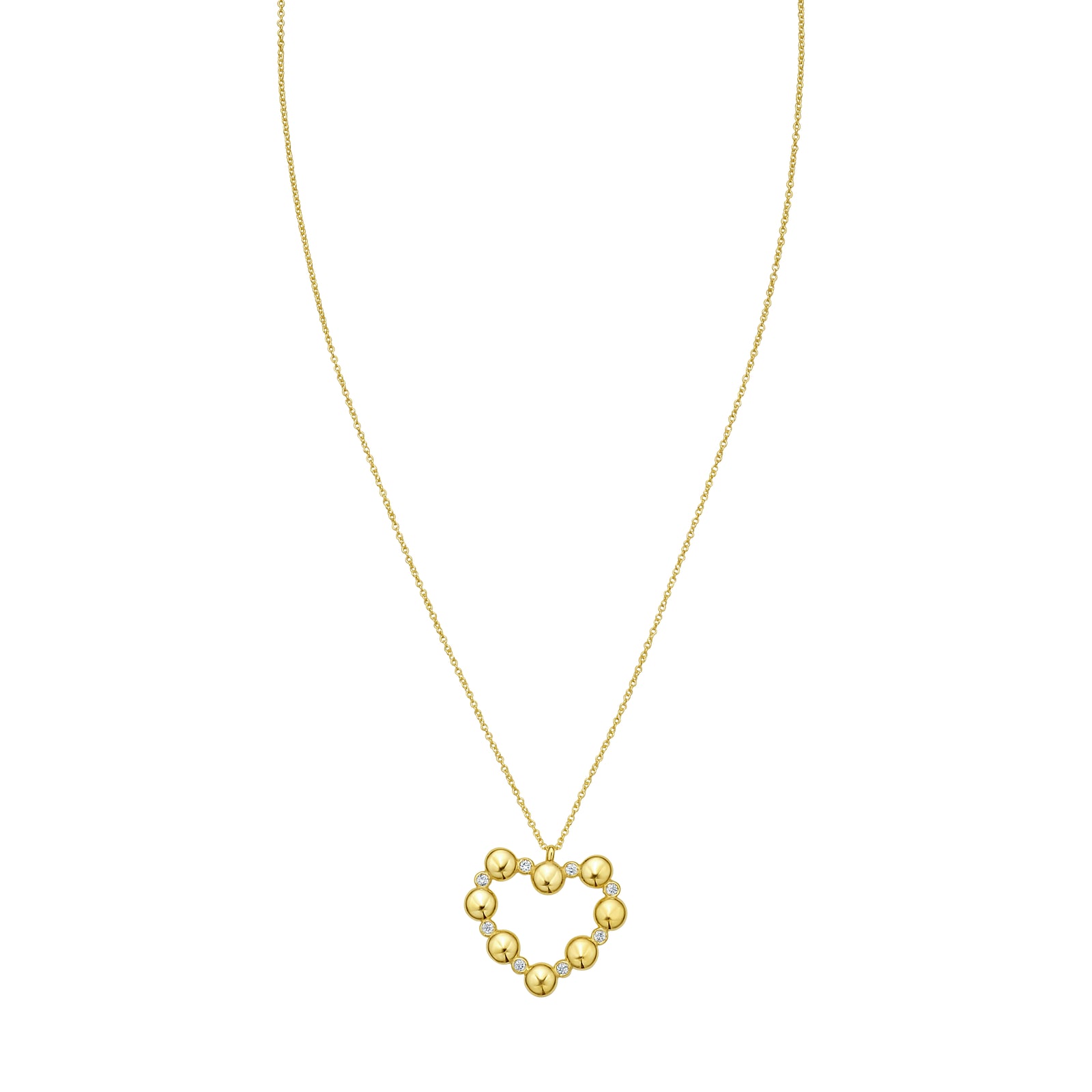 14K Diamond Heart Bauble Necklace