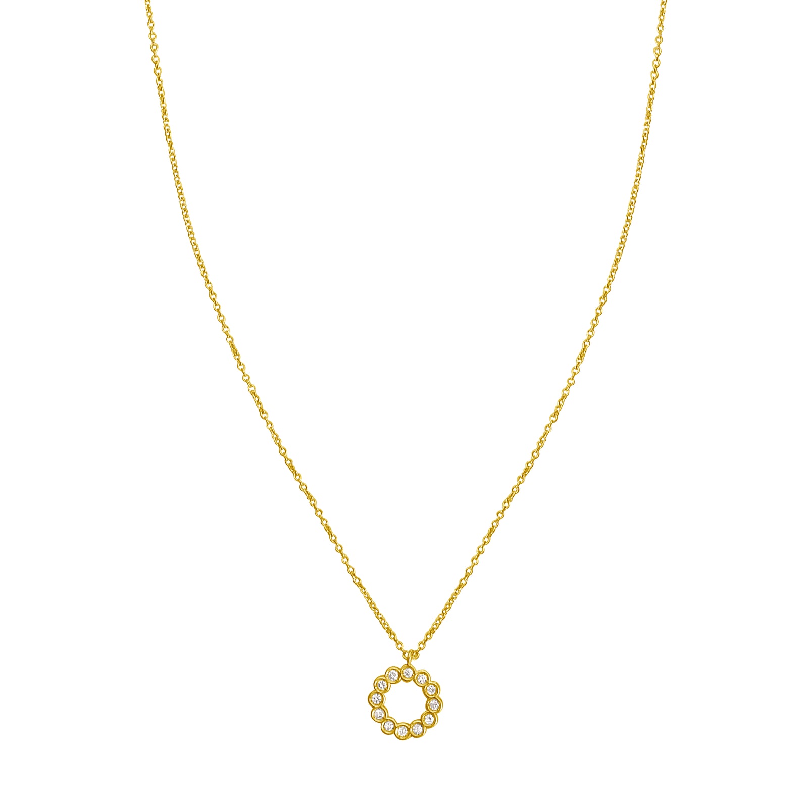 14K Petite Diamond Circle Necklace
