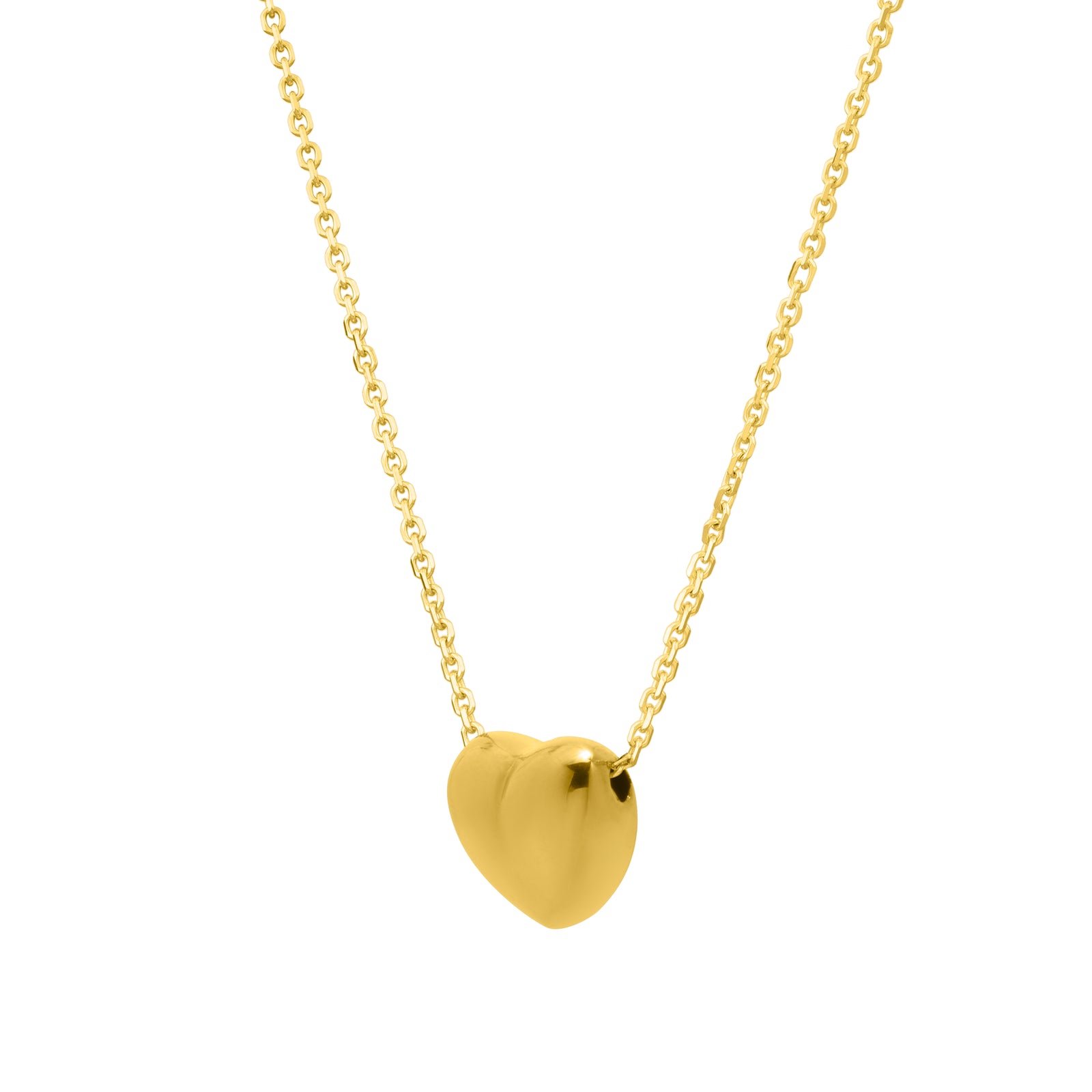 14K Gold Small Puffed Up Heart Necklace