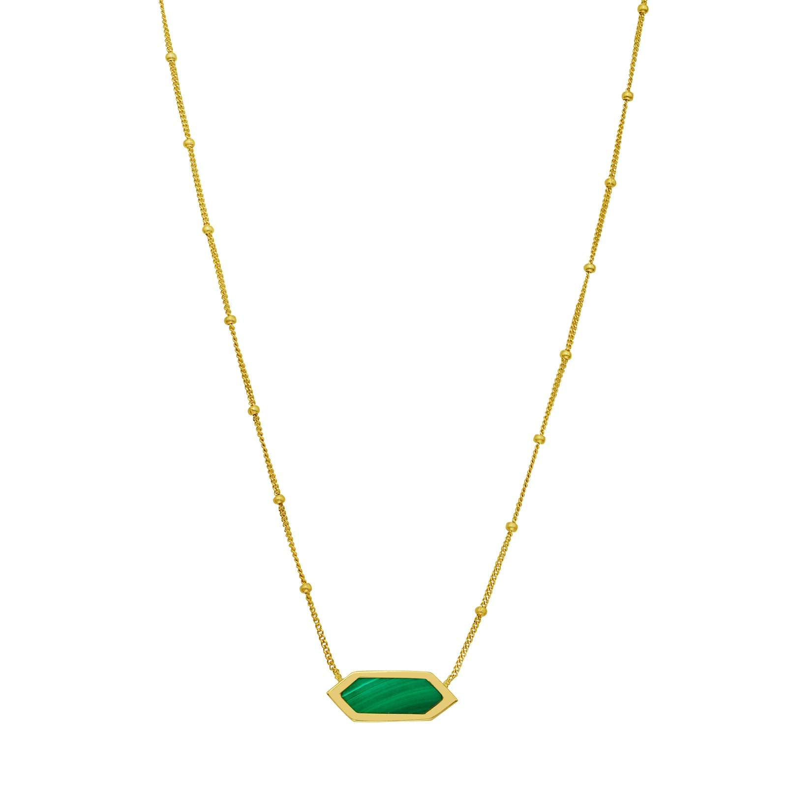 14K Hexagon Malachite Necklace