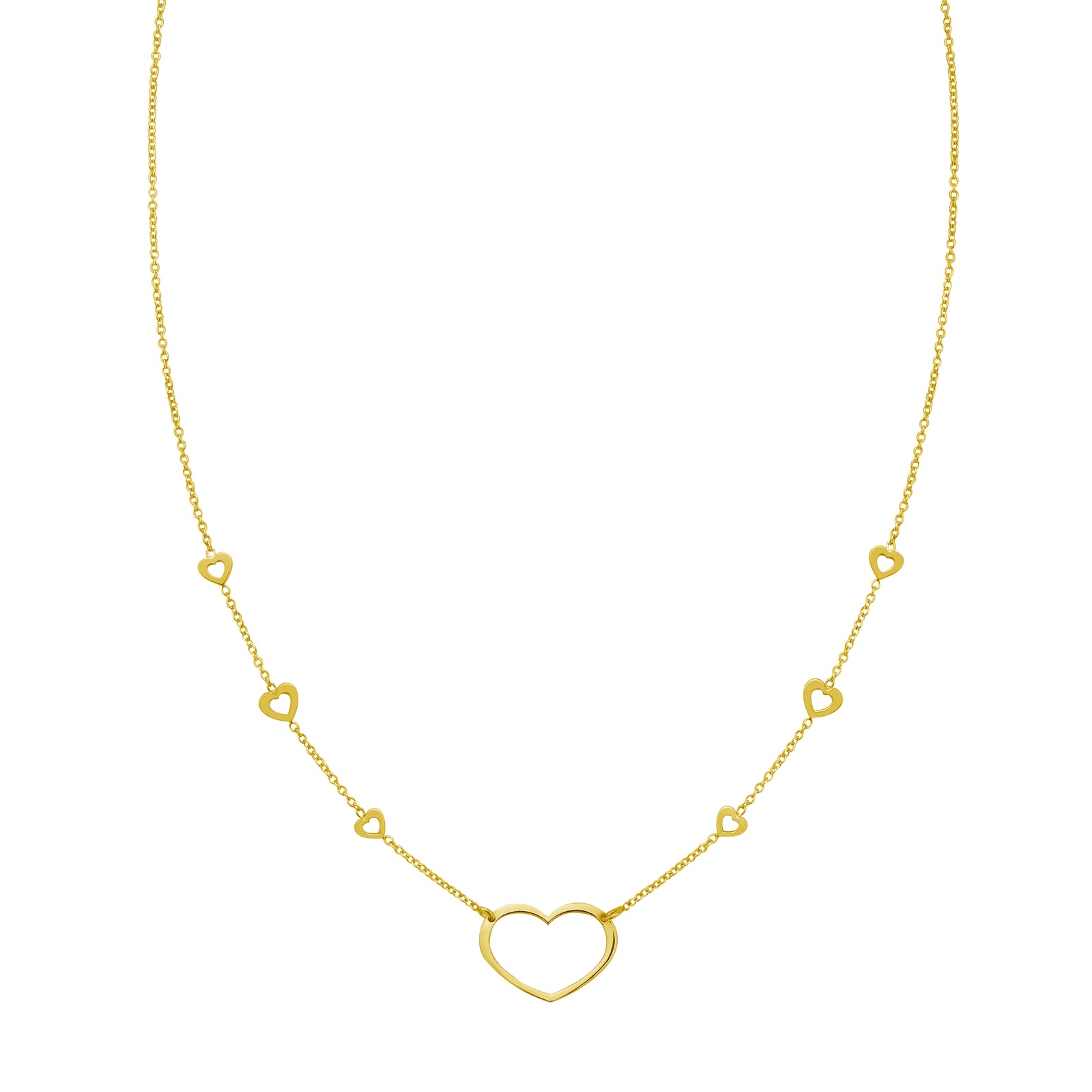 14K Open Heart Station Necklace