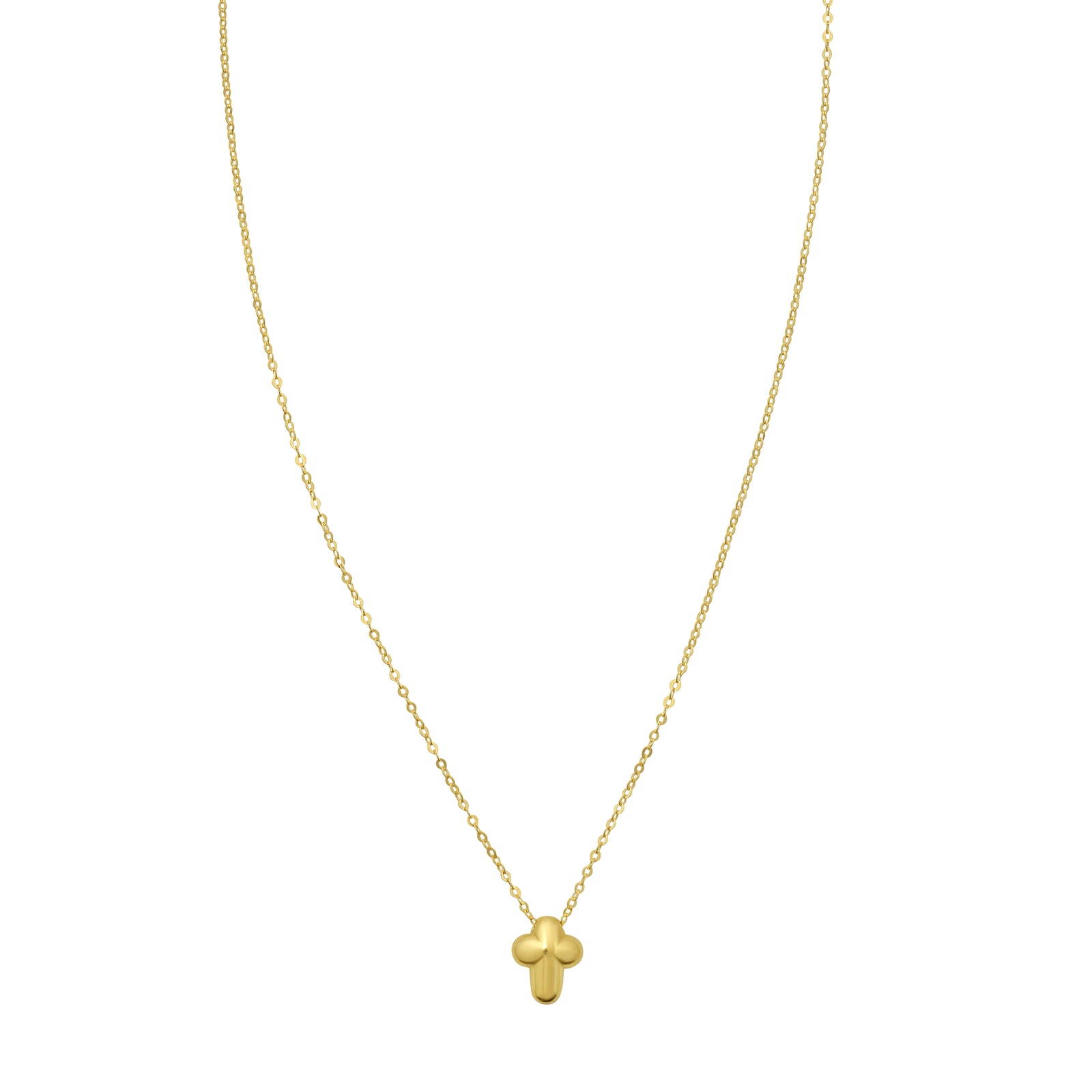 14K Puffed Mini Cross Pendant