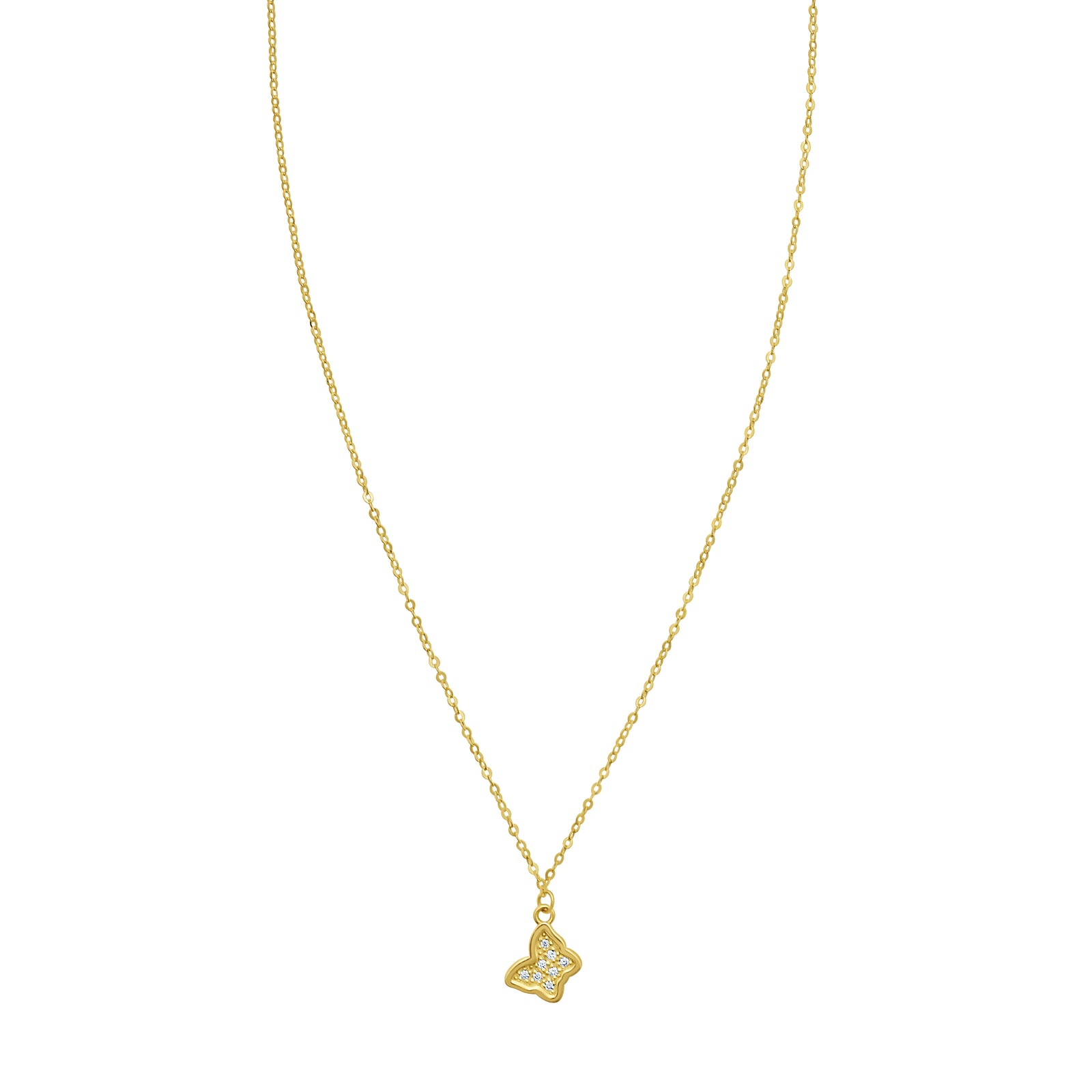 14K Petite Diamond Butterfly Necklace