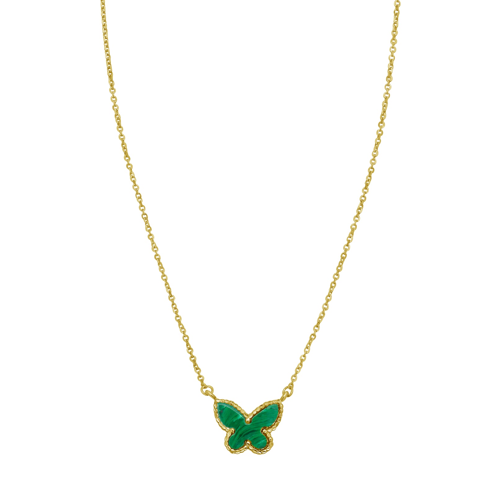 14K Primavera Malachite Butterfly Necklace