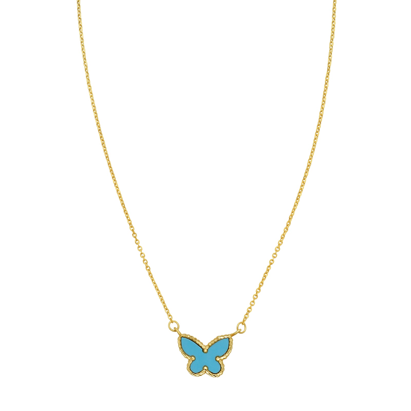 14K Primavera Turquoise Butterfly Necklace