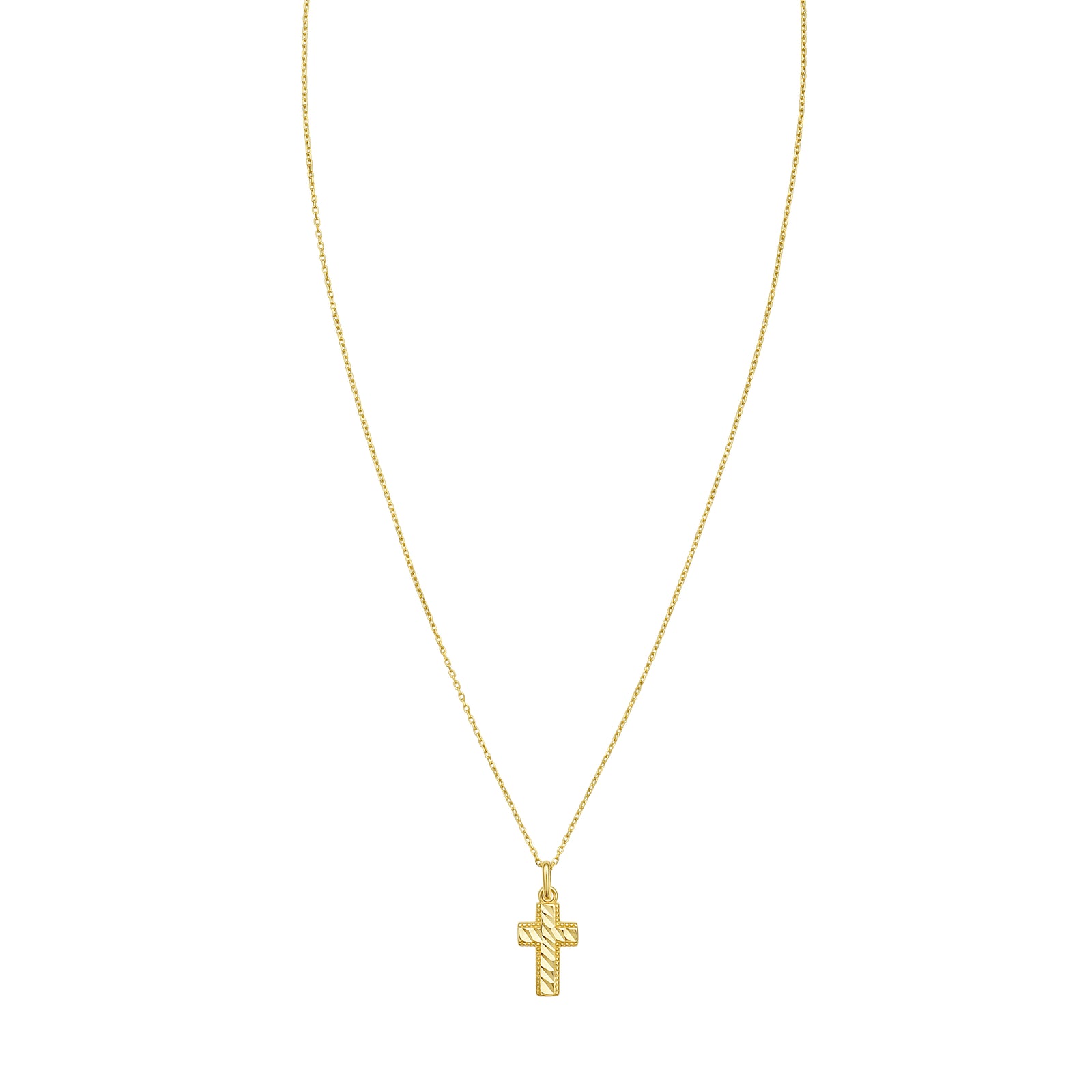 14K Diamond-Cut Cross Necklace