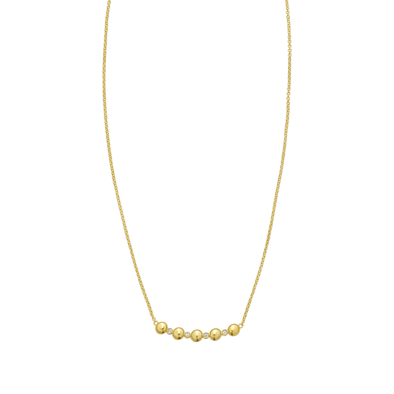 14K Diamond Bar Bauble Necklace