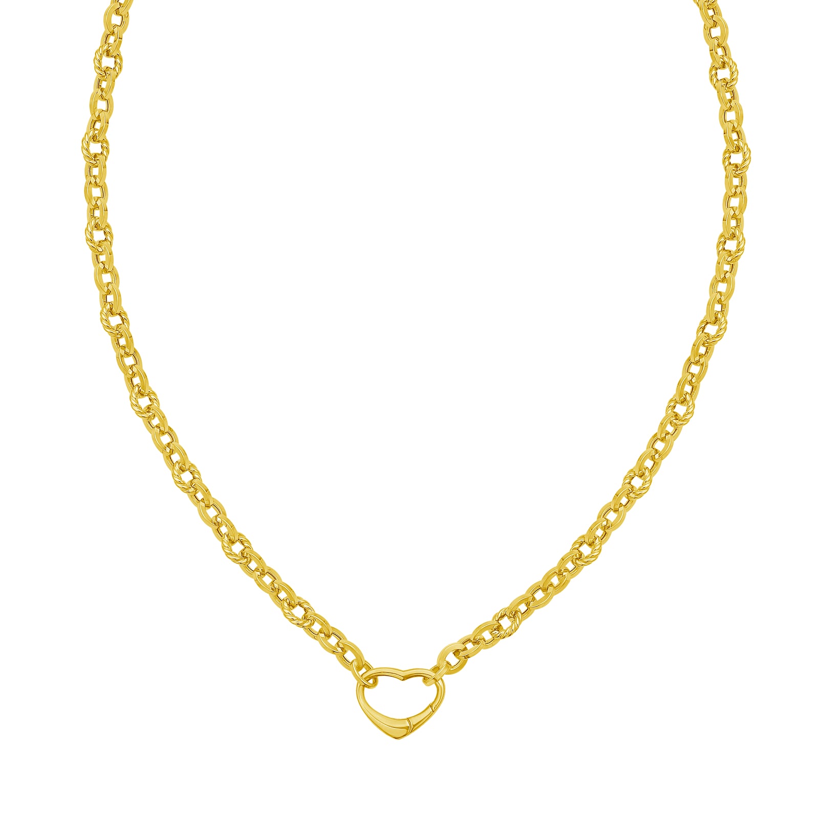 14K Heart Lock Charm Necklace