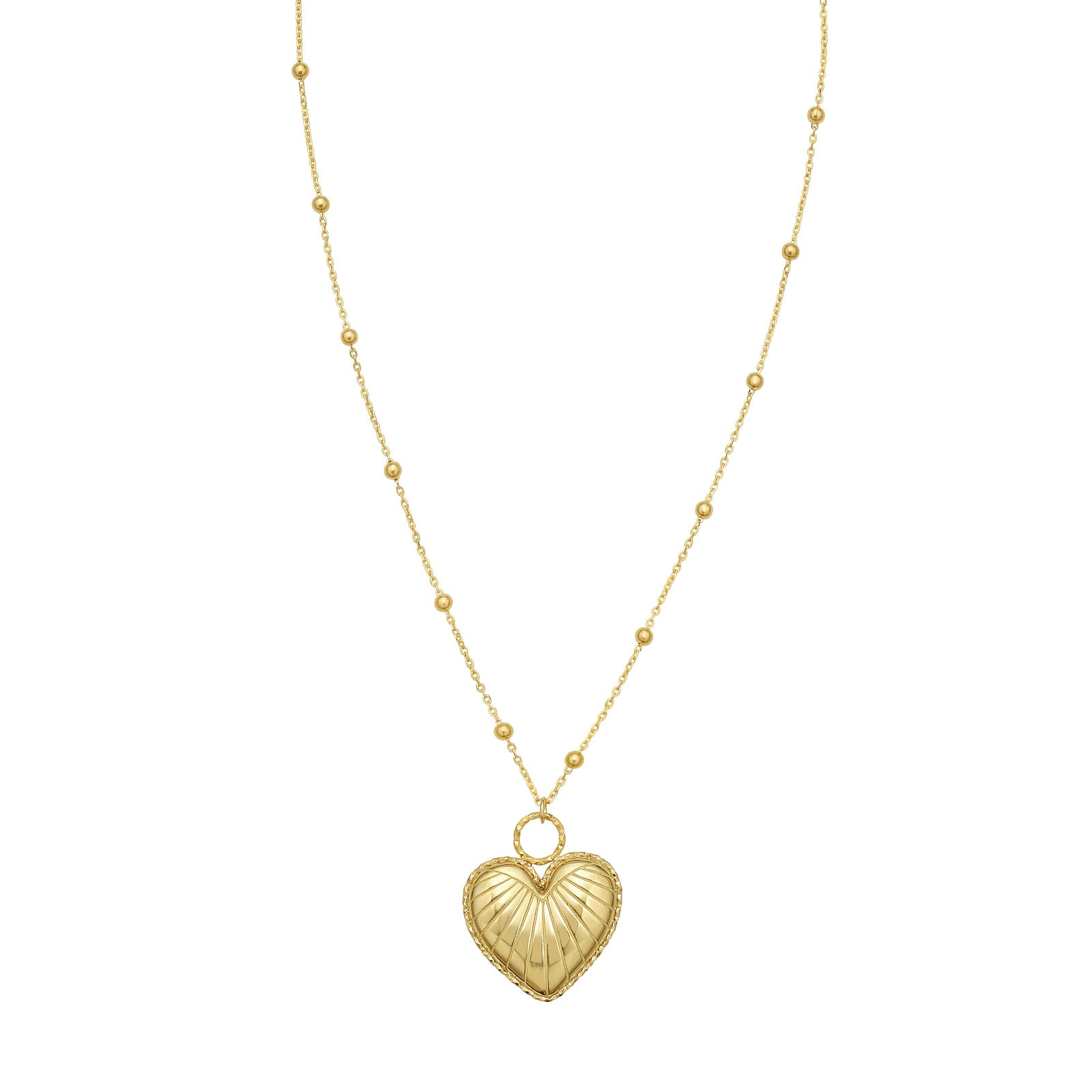 14K Vintage Puffed Heart Necklace