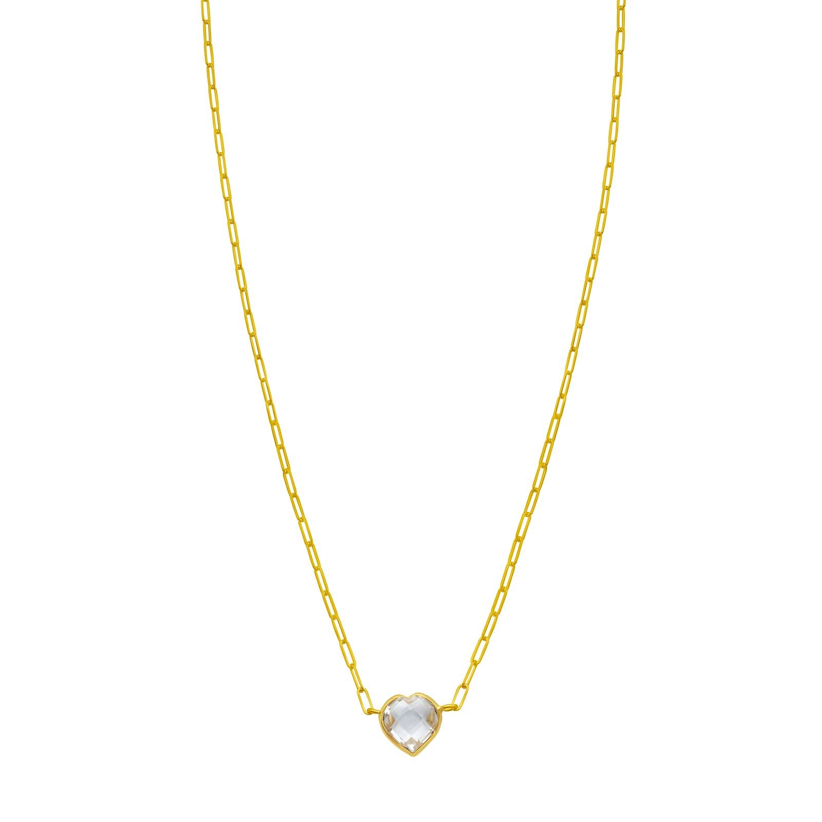 14K White Topaz Heart Necklace