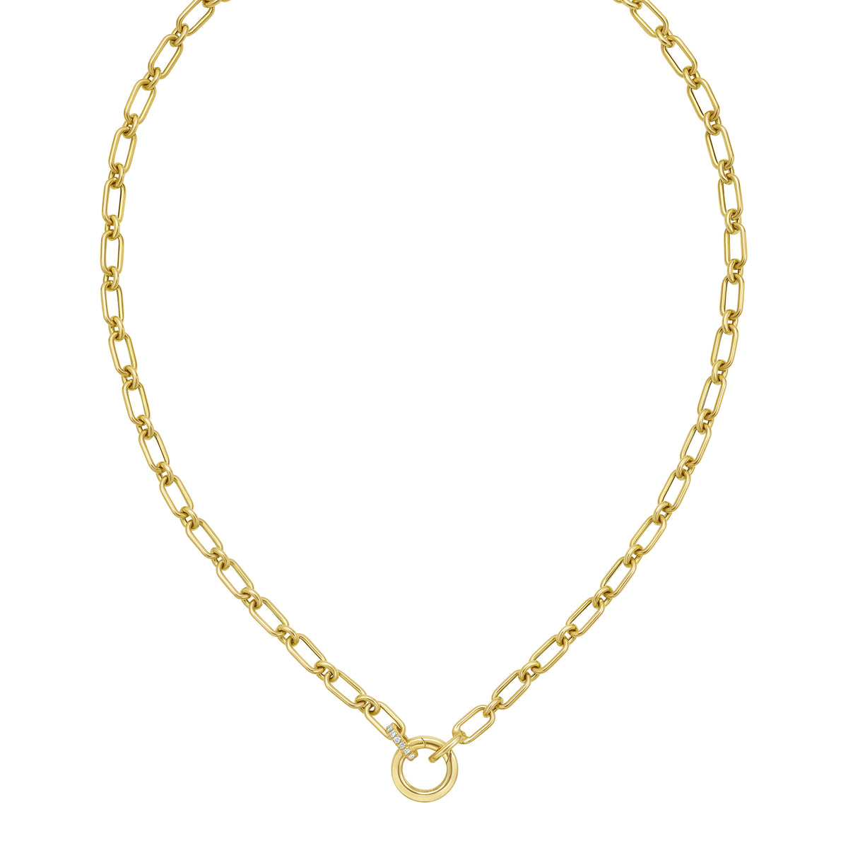 14K Diamond Charm Link Necklace