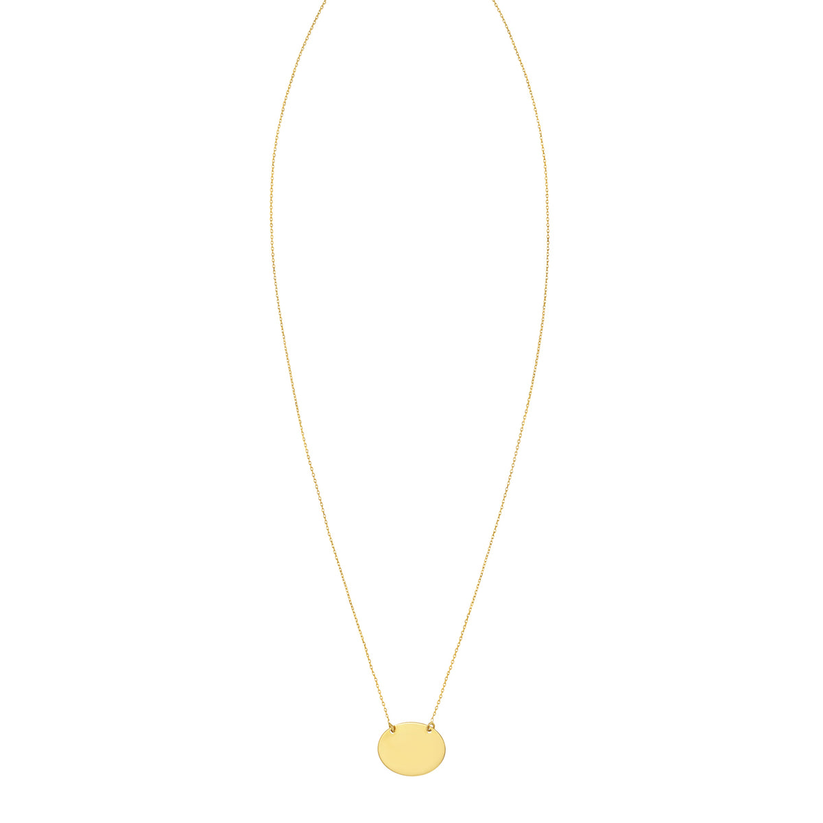 14K Mirror Oval Necklace
