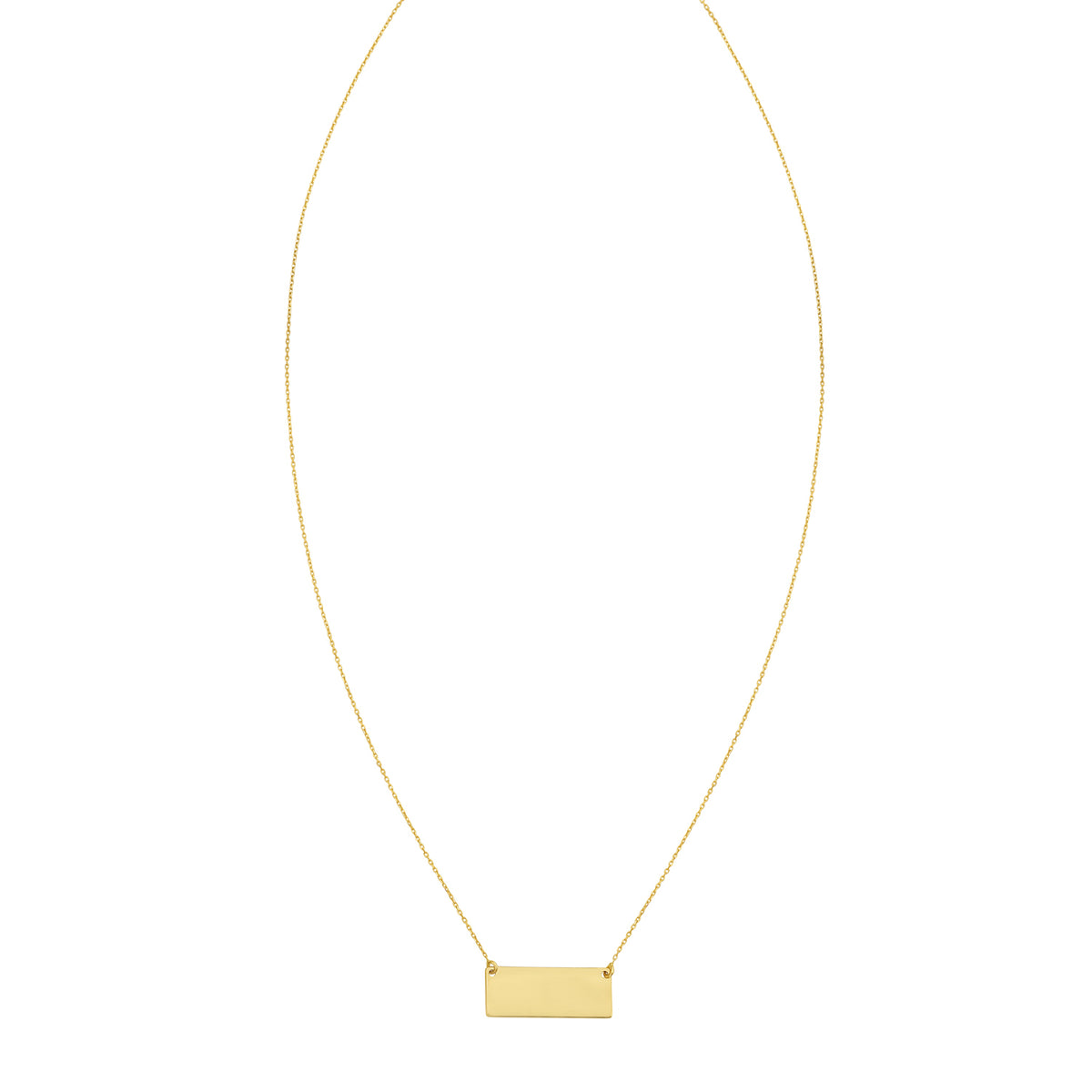 14K Mirror Rectangle Bar Necklace