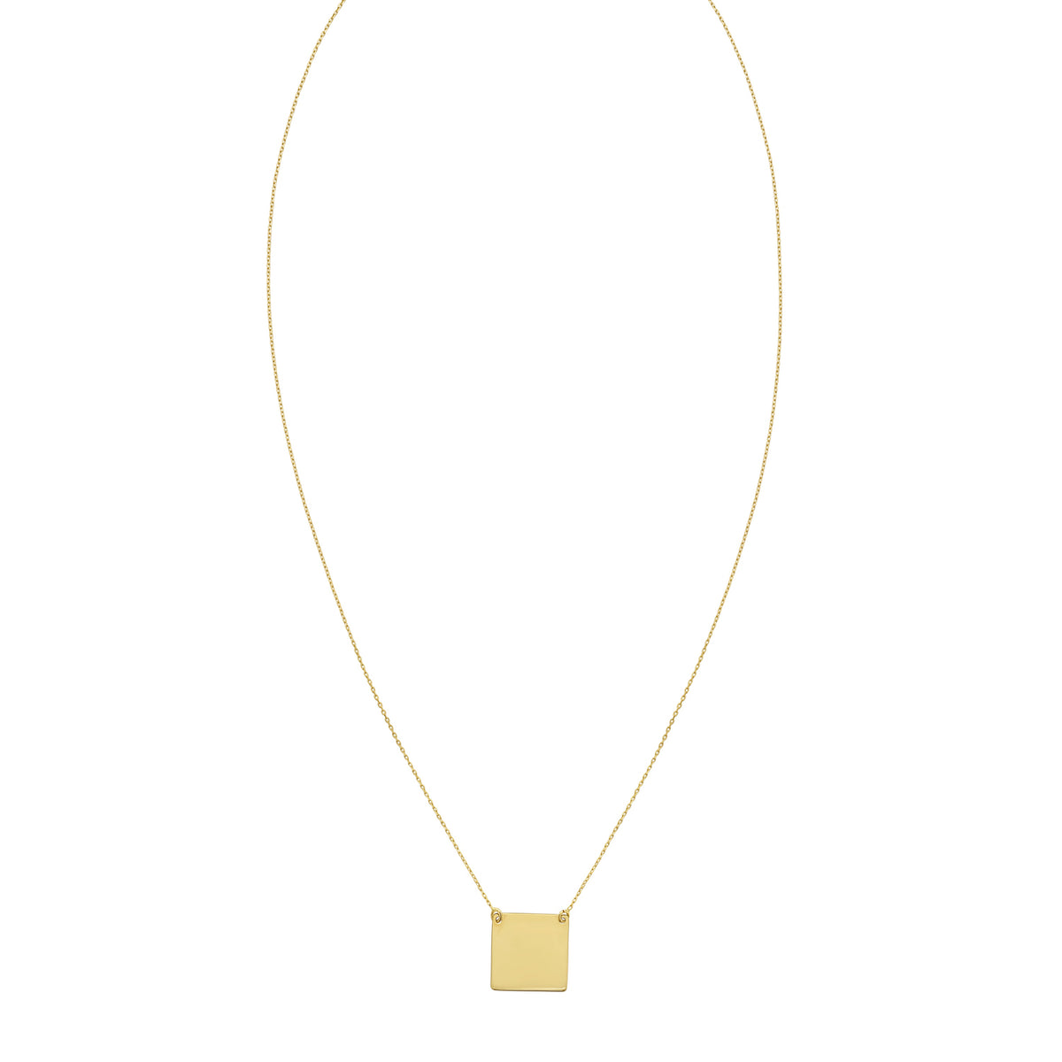 14K Mirror Square Bar Necklace