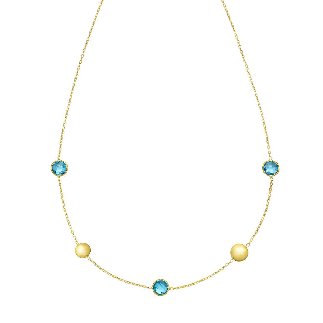 14K Blue Topaz Pebble Necklace