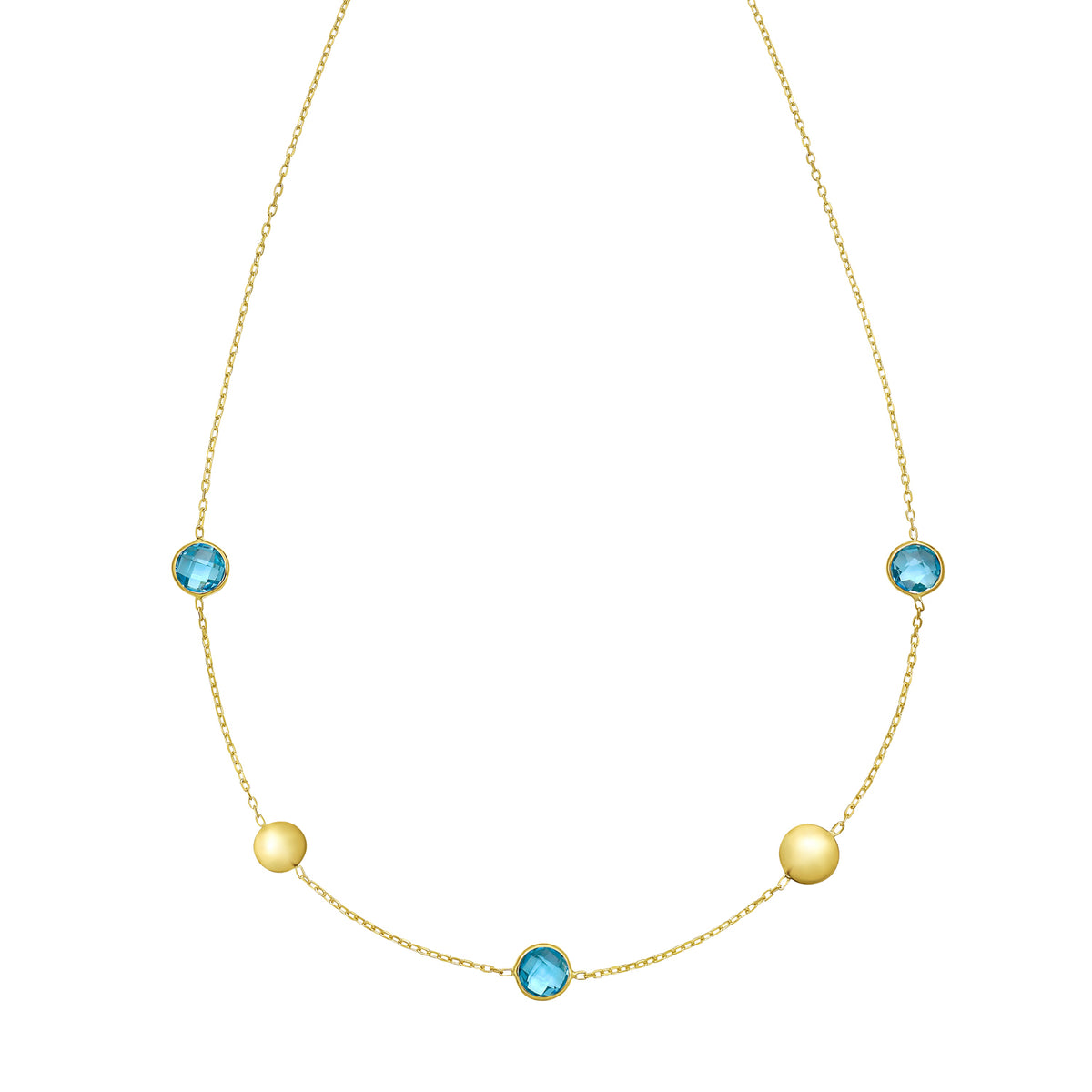 14K Blue Topaz Pebble Necklace
