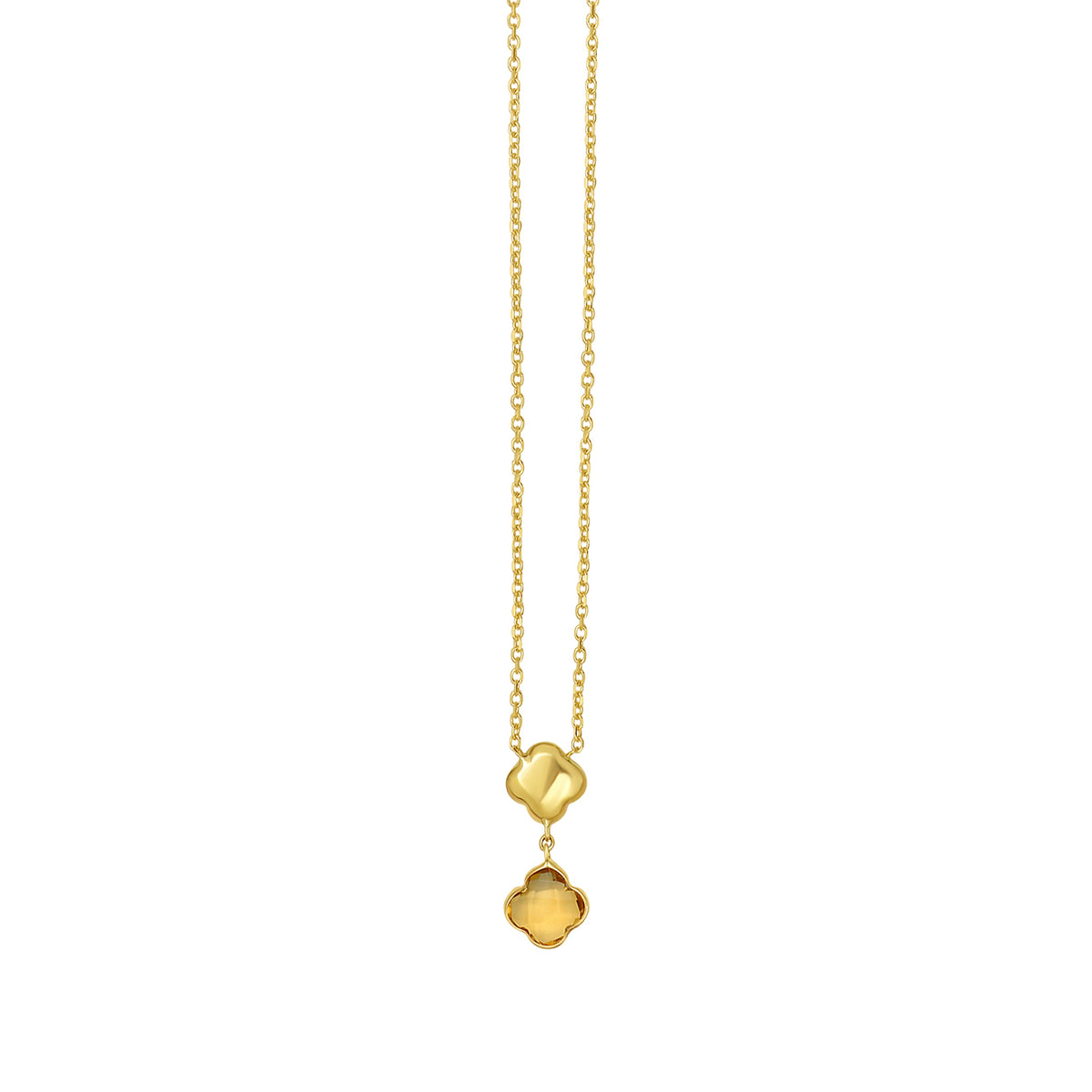14K Citrine Clover Gem Necklace