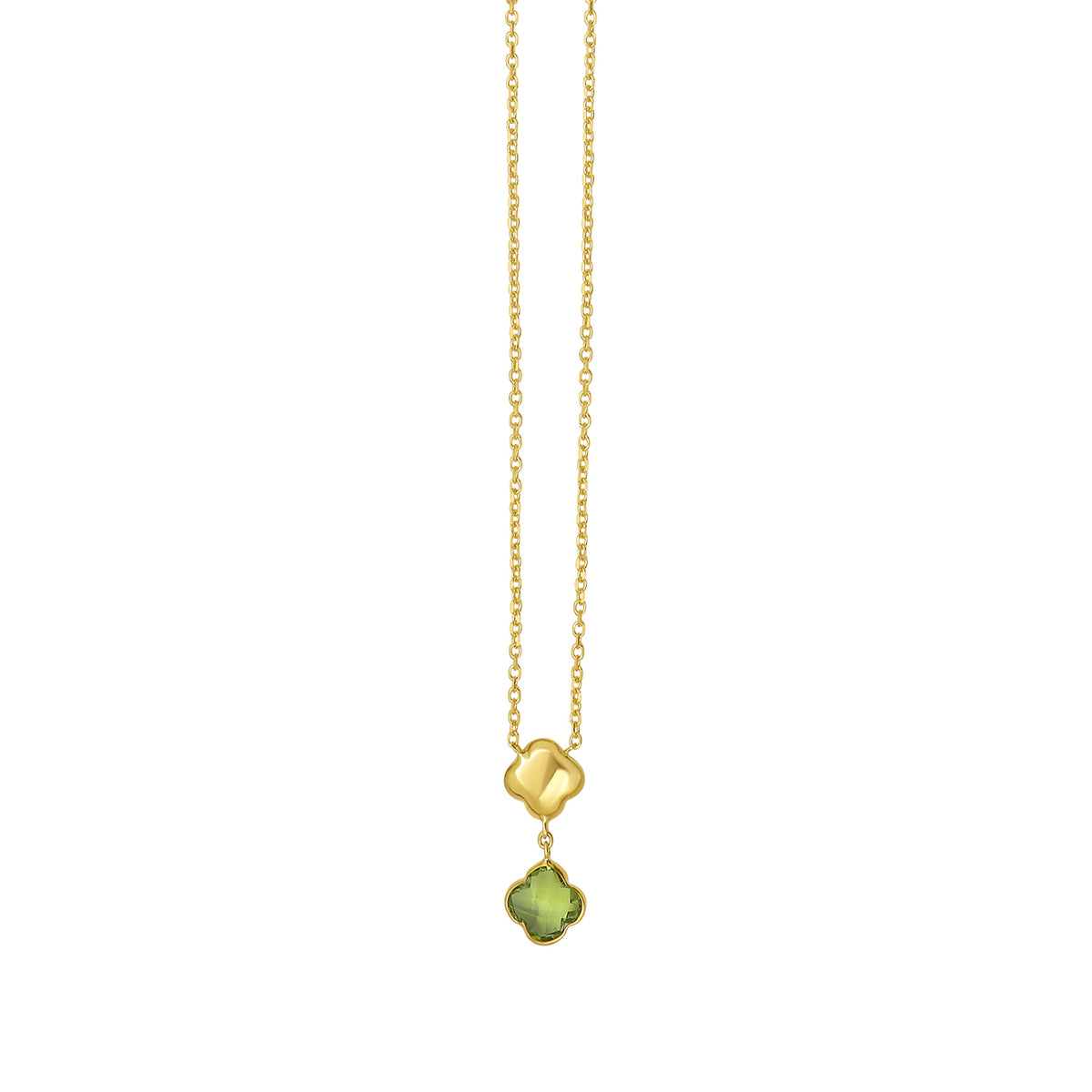 14K Peridot Clover Gem Necklace
