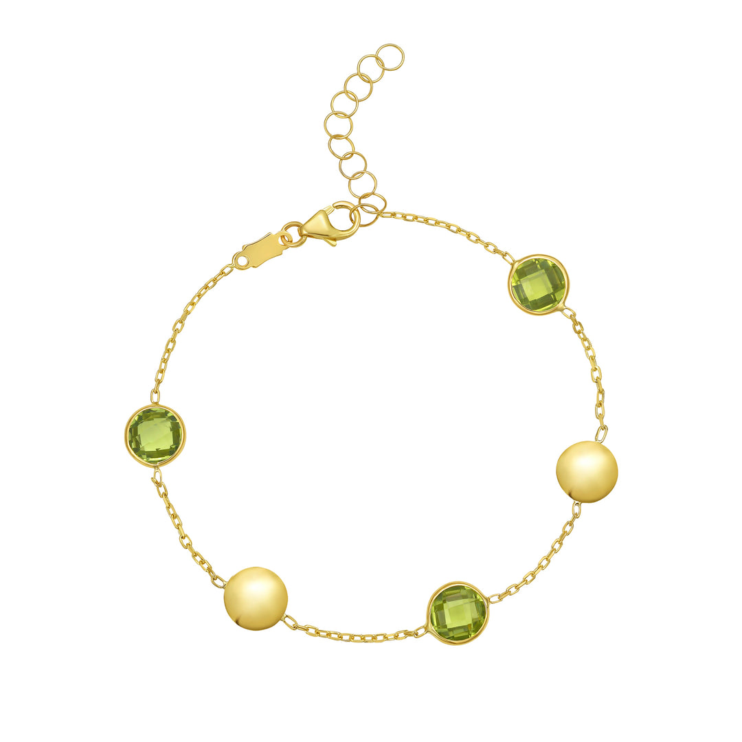 14K Peridot Pebble Bracelet
