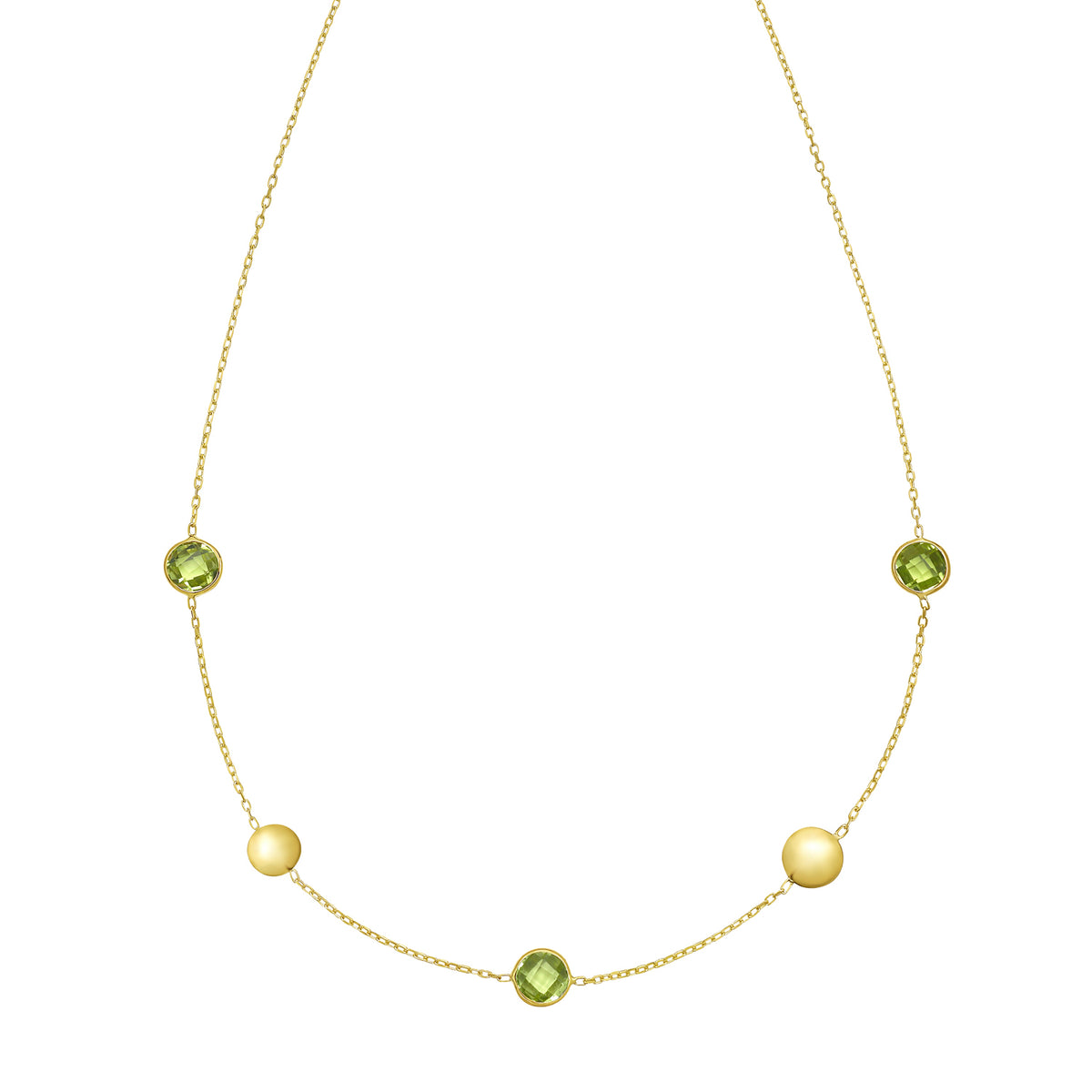 14K Peridot Pebble Necklace