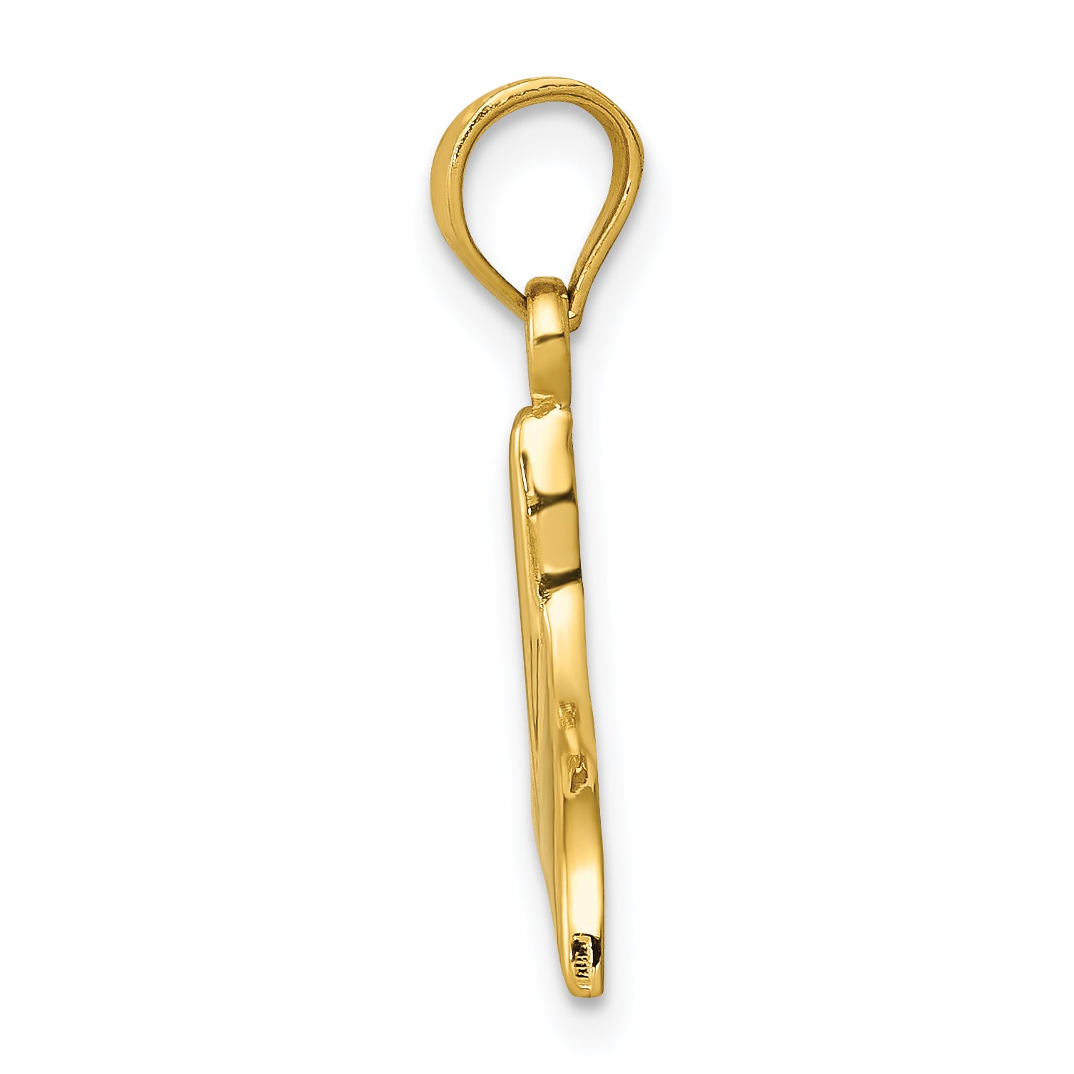 14k Solid Polished Open-Backed Whale Tail Pendant