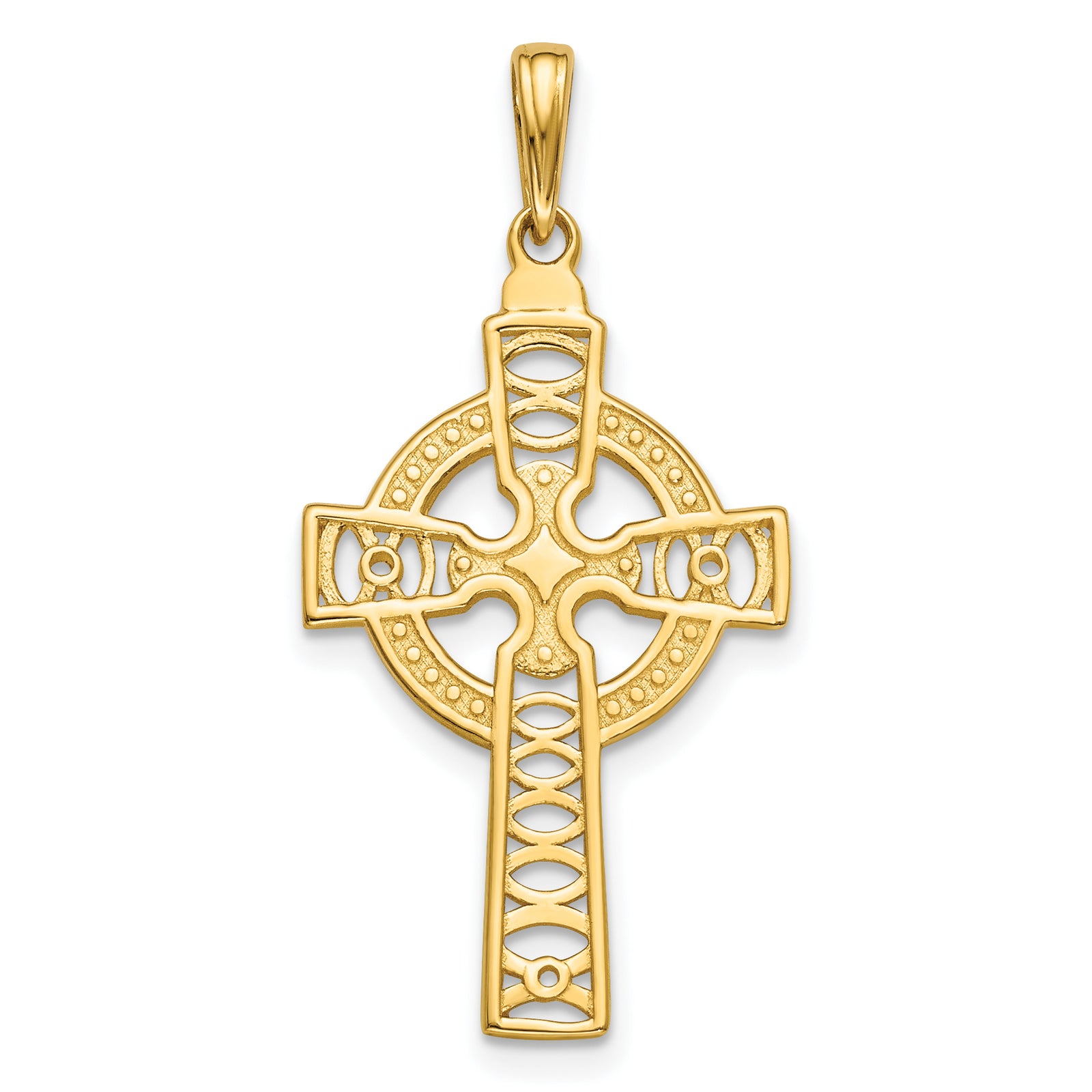 14K Celtic Cross with Eternity Circle Pendant