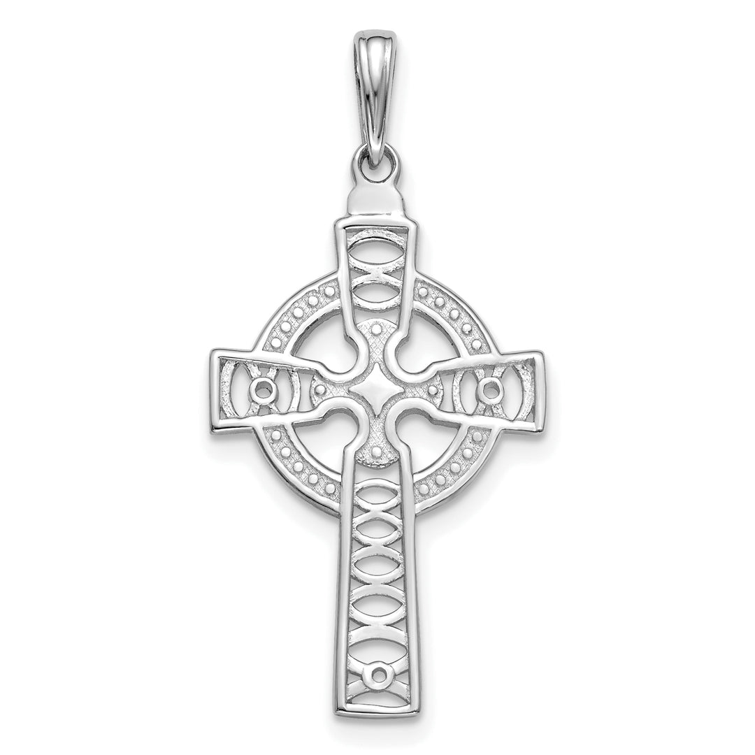 14K White Gold Celtic Cross w/Eternity Circle Pendant