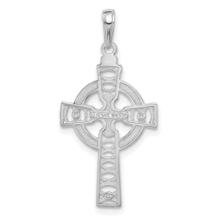 14K White Gold Celtic Cross w/Eternity Circle Pendant