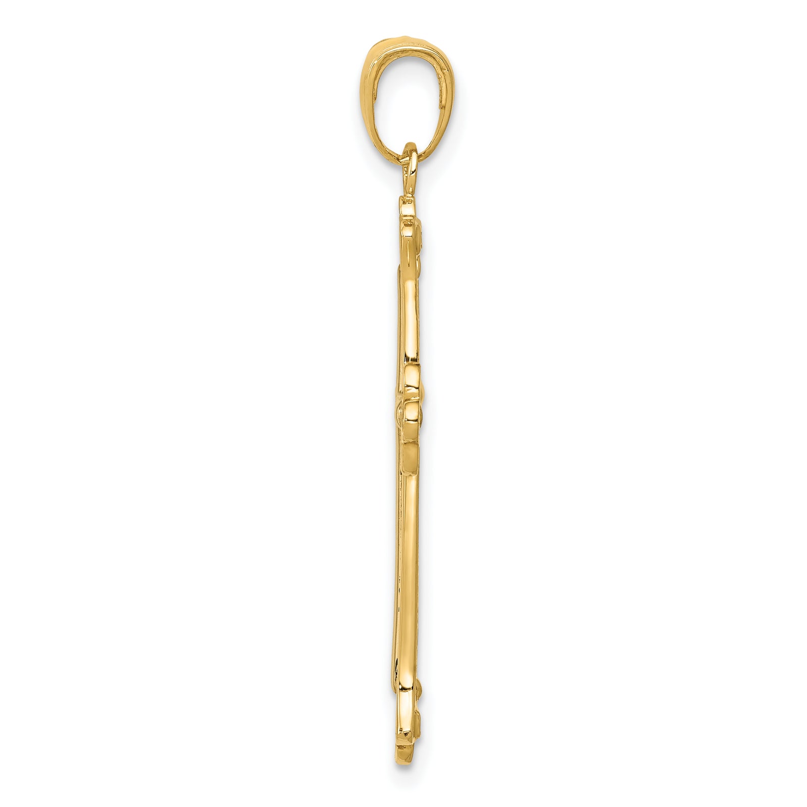 14K w/Rhodium Budded Yellow Cross Frame Pendant