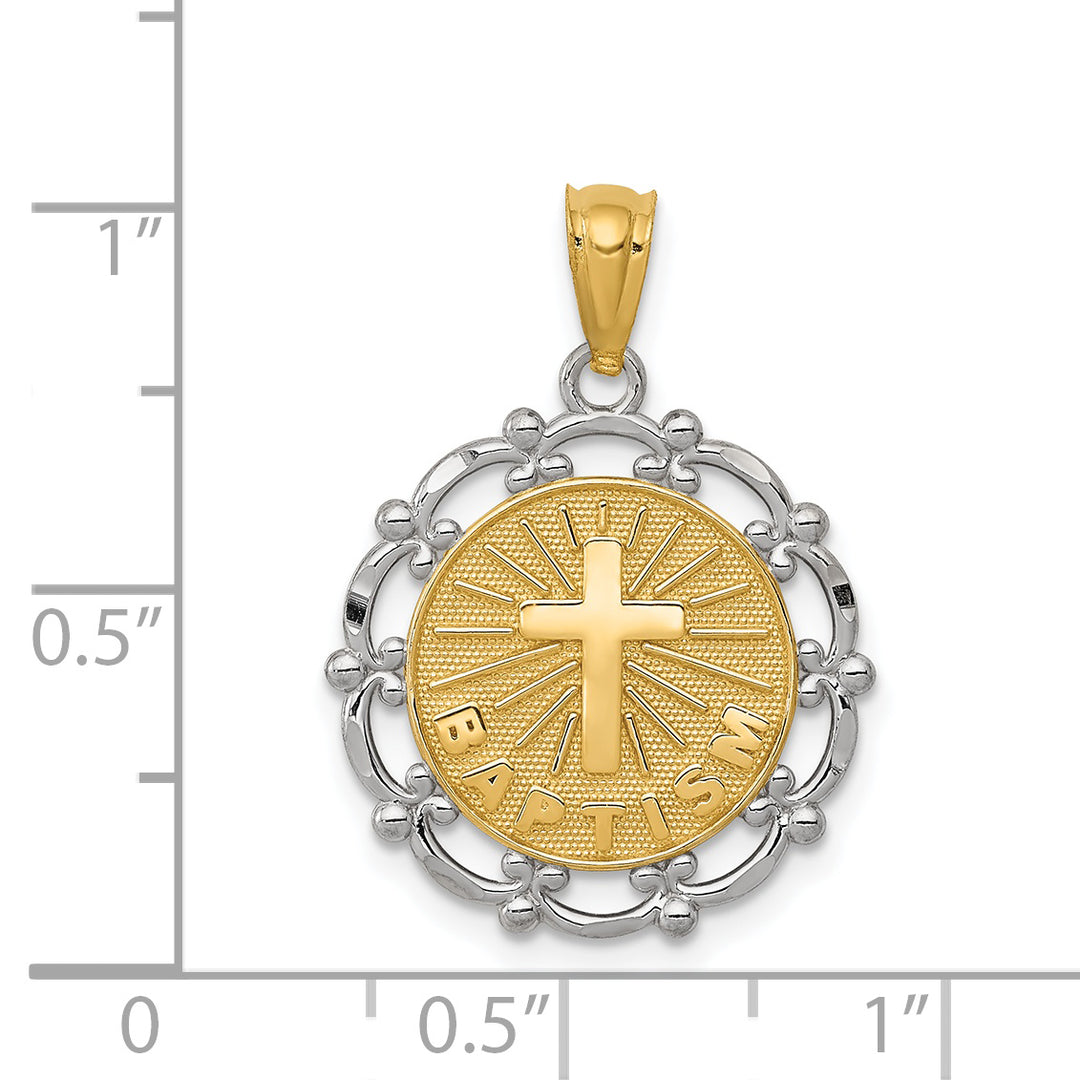 14K w/Rhodium Baptism Pendant