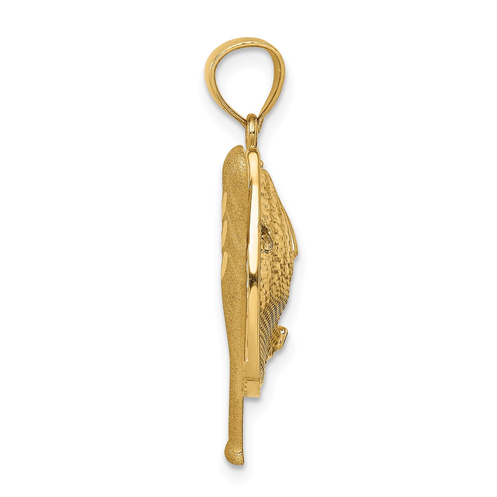 14K D/C White Rhodium Baseball Bat Glove Ball Pendant