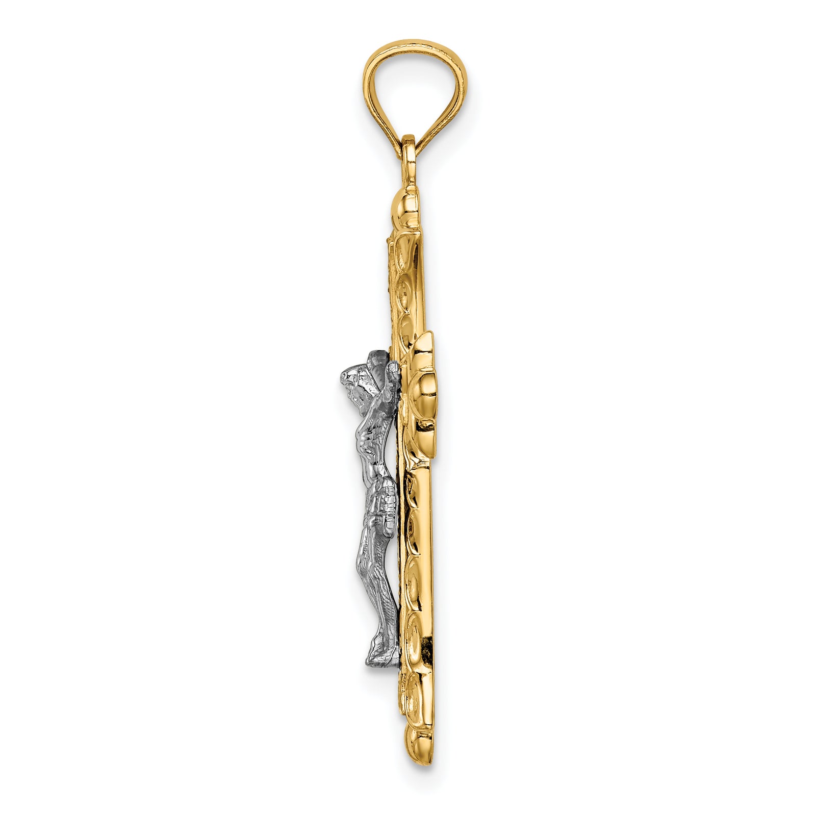 14K Two-Tone Florentine Crucifix