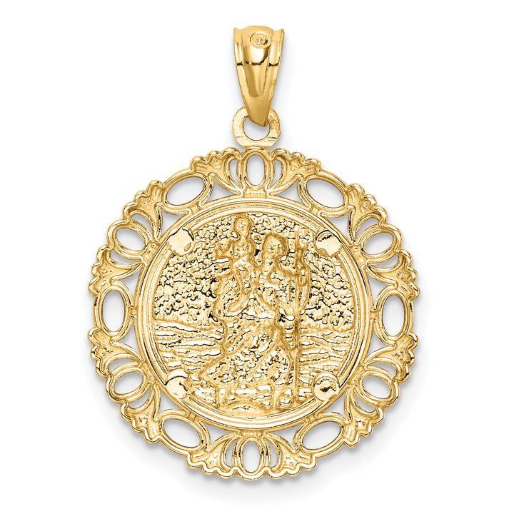 14K w/ Rhodium St. Christopher Medal