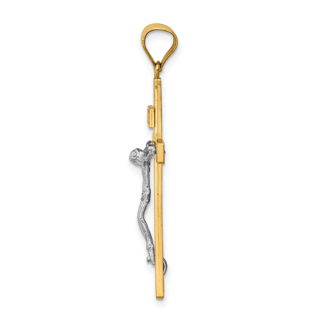 14K Two-tone INRI Crucifix Pendant