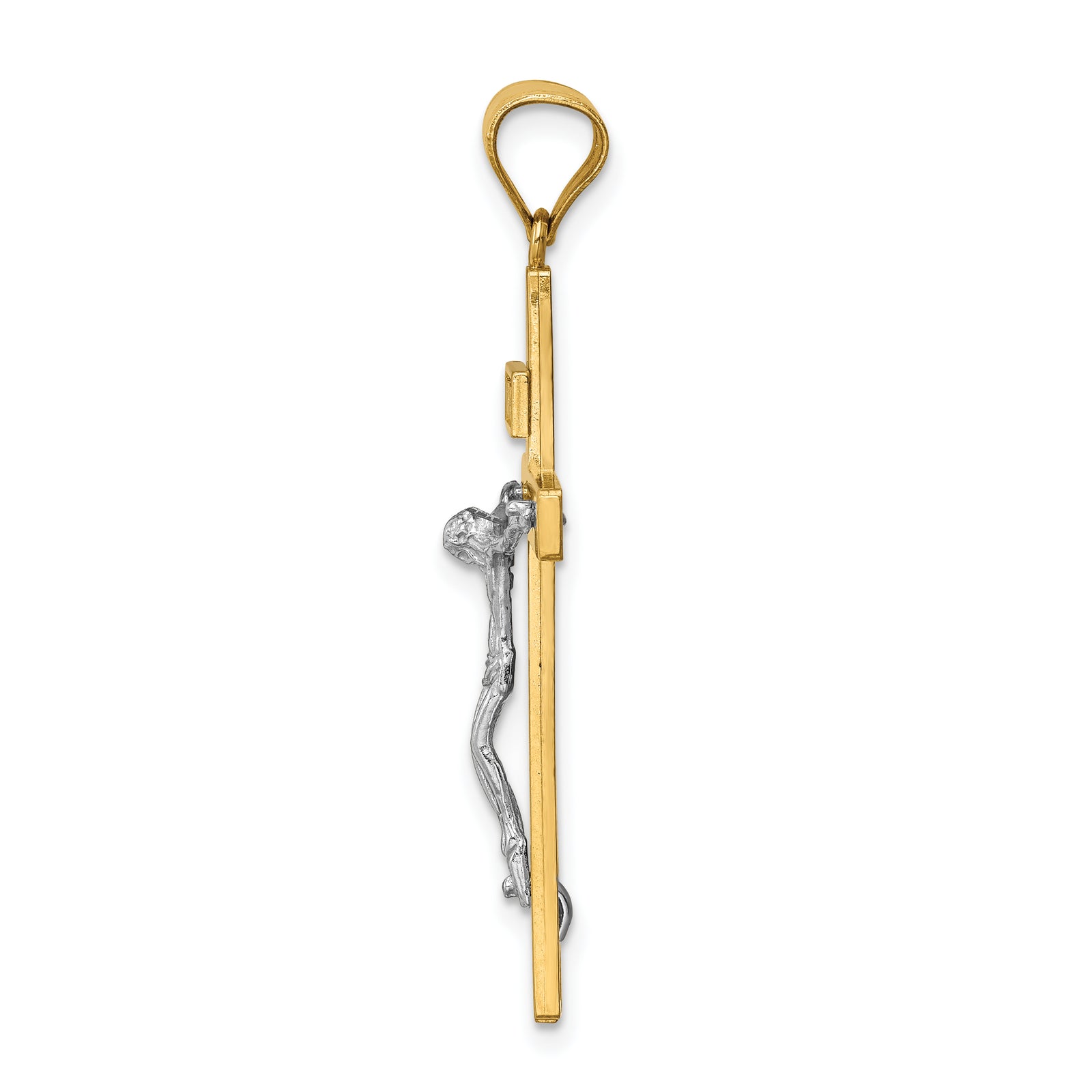 14K Two-tone INRI Crucifix Pendant