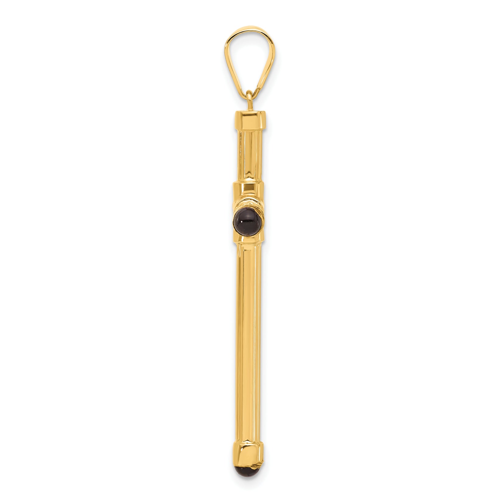 14K Polished with Black Onyx Cross Pendant