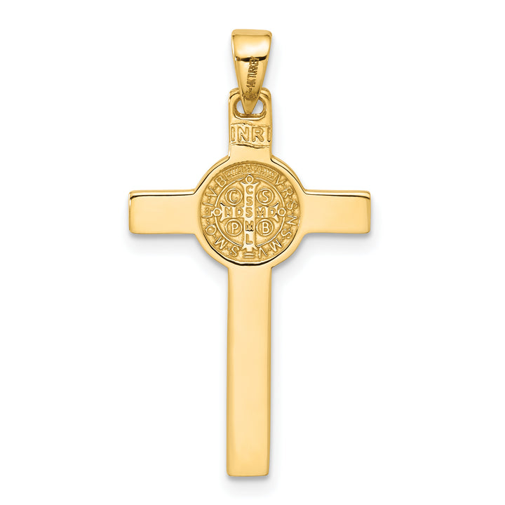 14K Two-tone with White Rhodium Crucifix and St Benedict Pendant