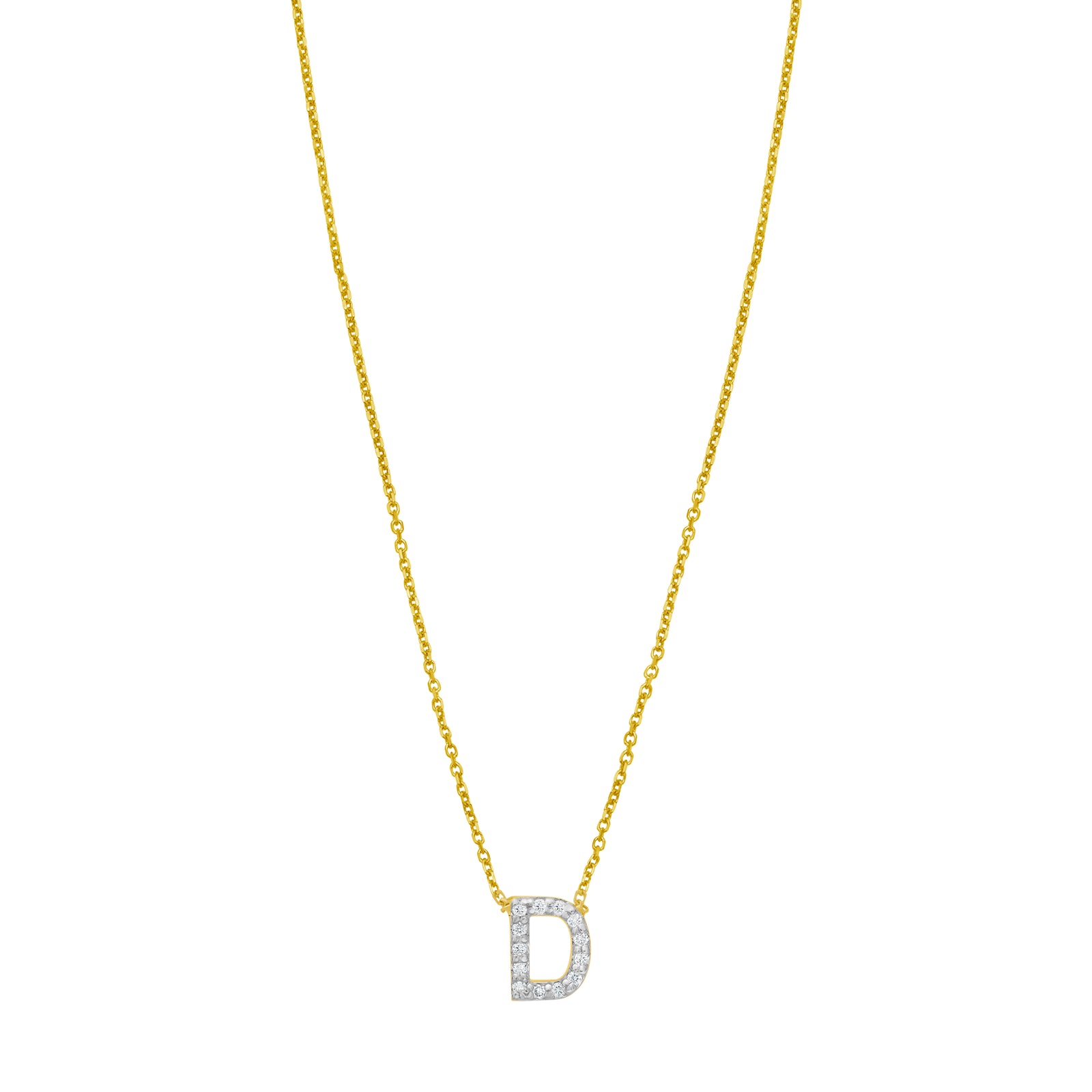 14K Mini Diamond D Initial