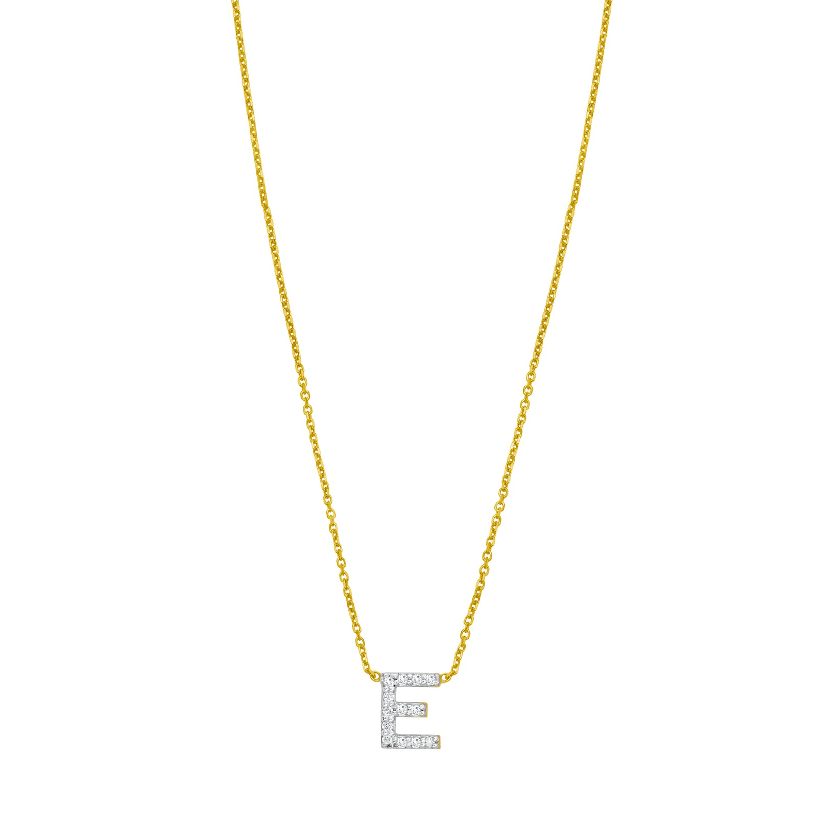 14K Mini Diamond E Initial
