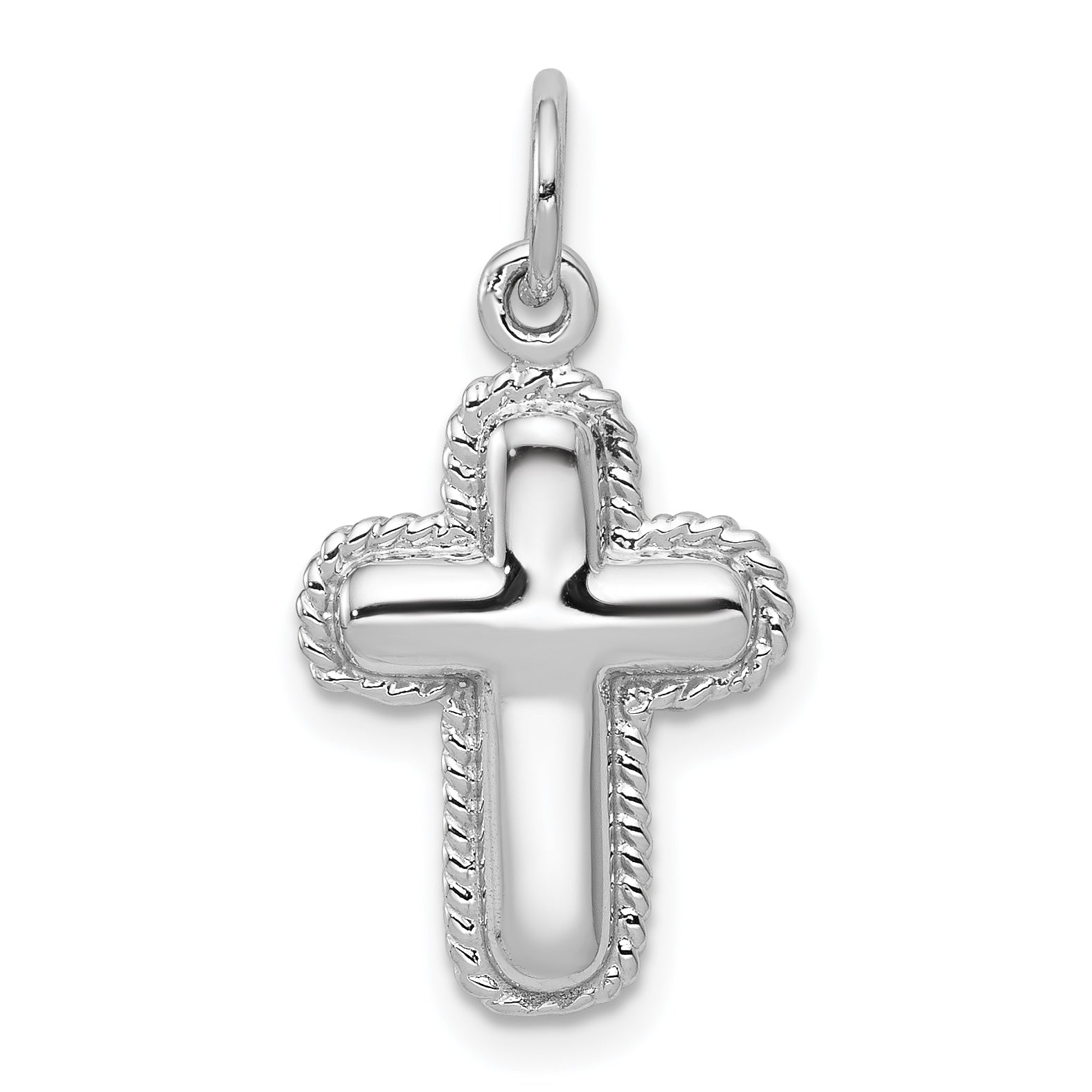 14k White Gold Polished Cross Charm