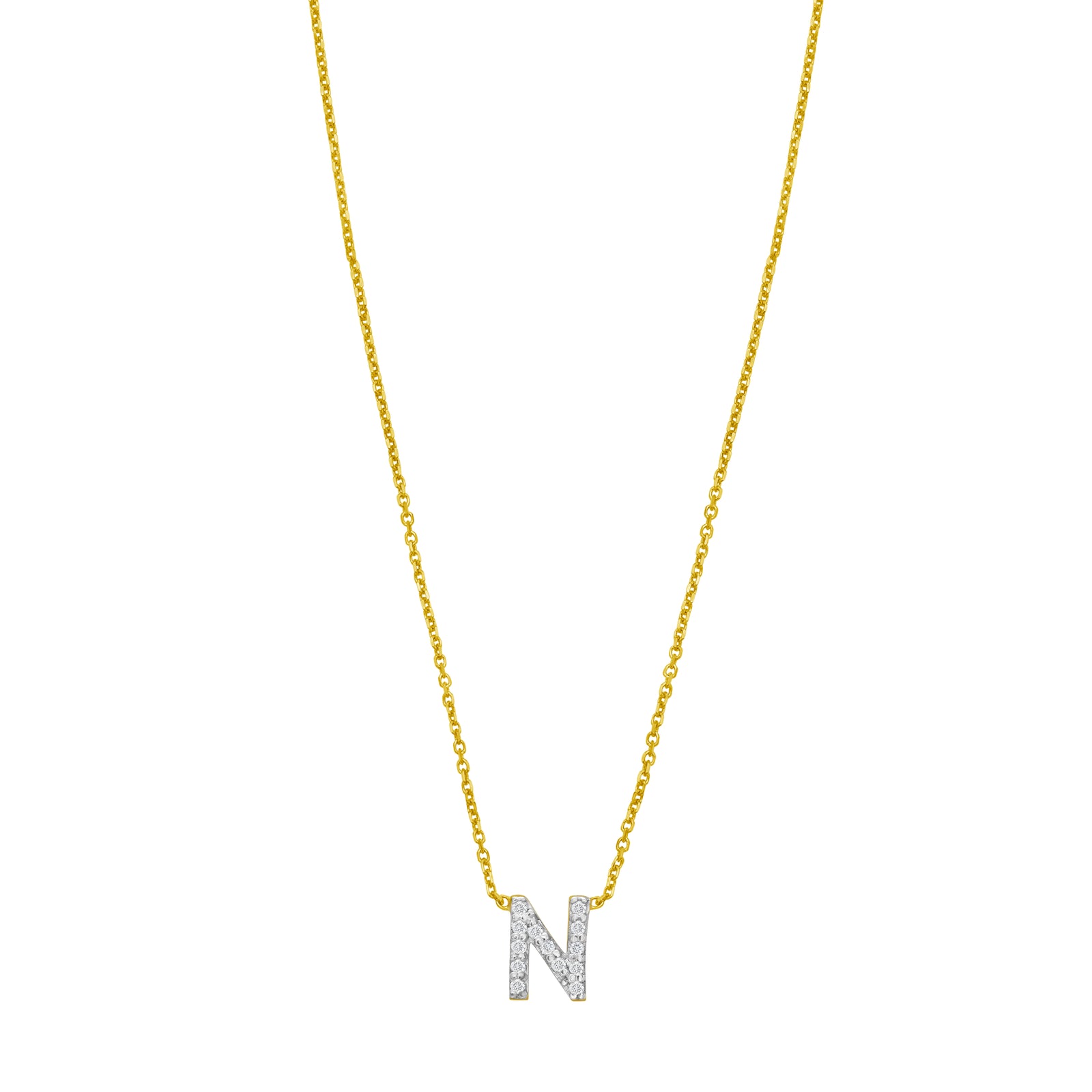 14K Mini Diamond N Initial