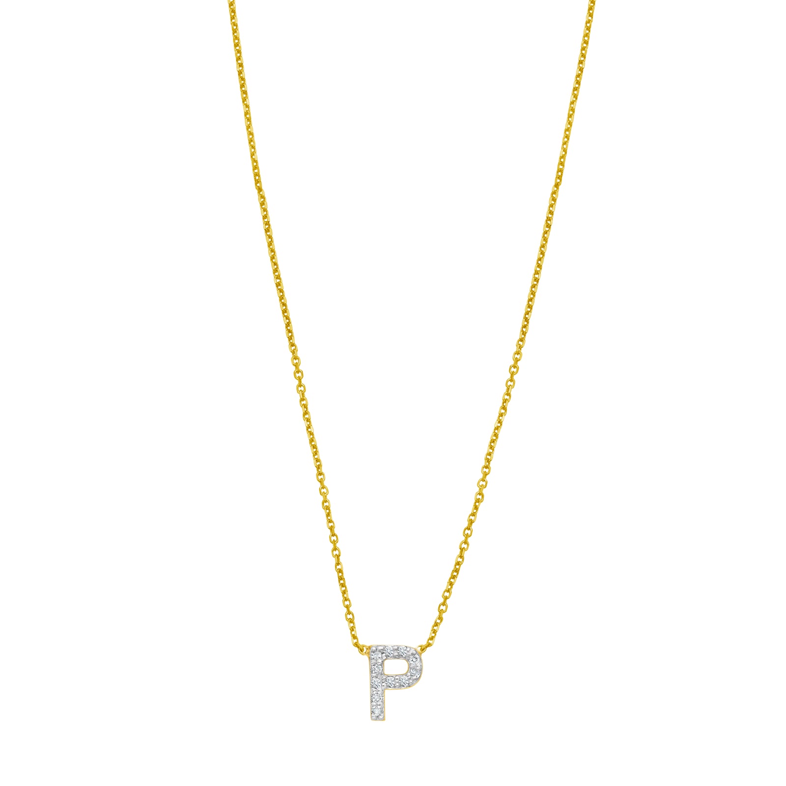 14K Mini Diamond P Initial
