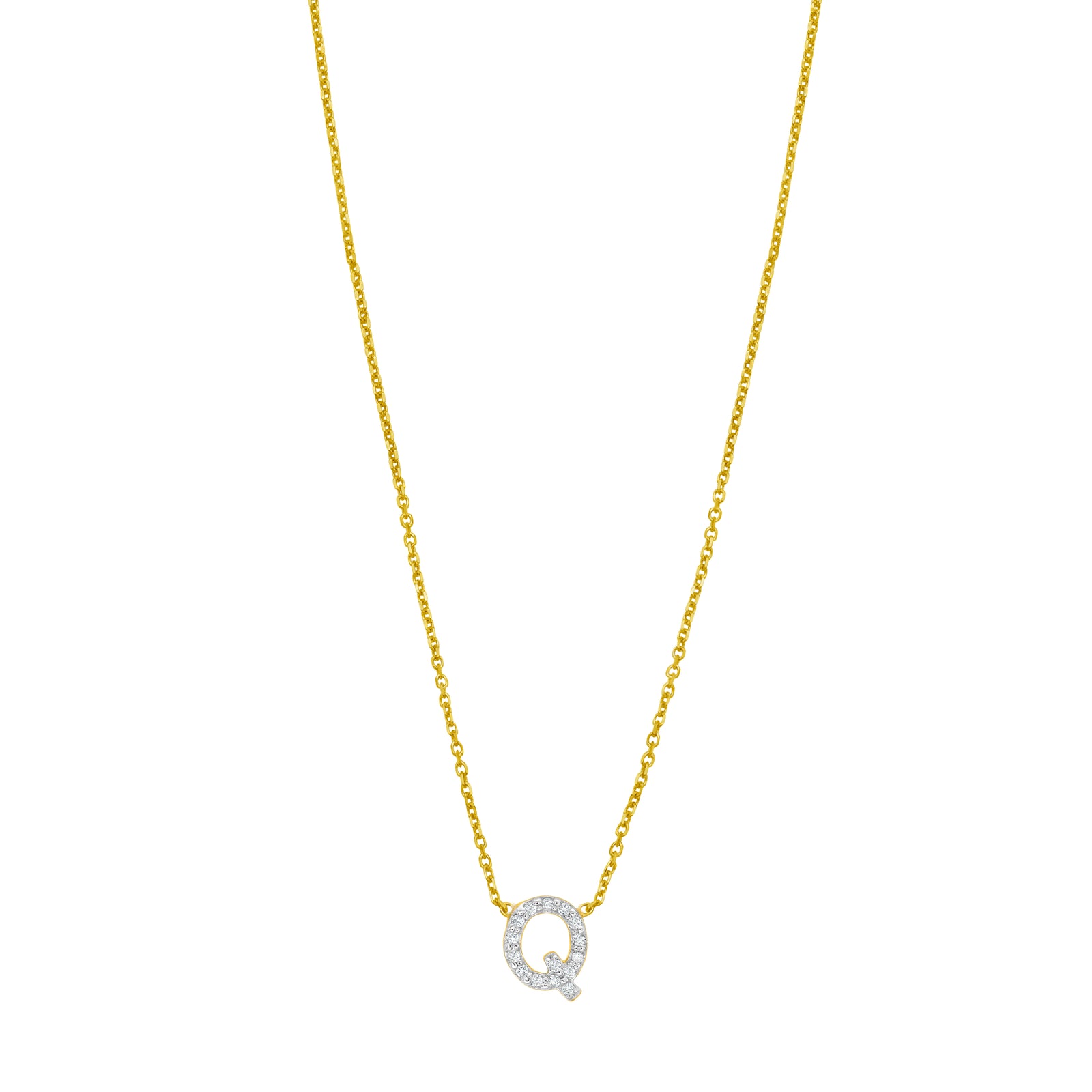 14K Mini Diamond Q Initial