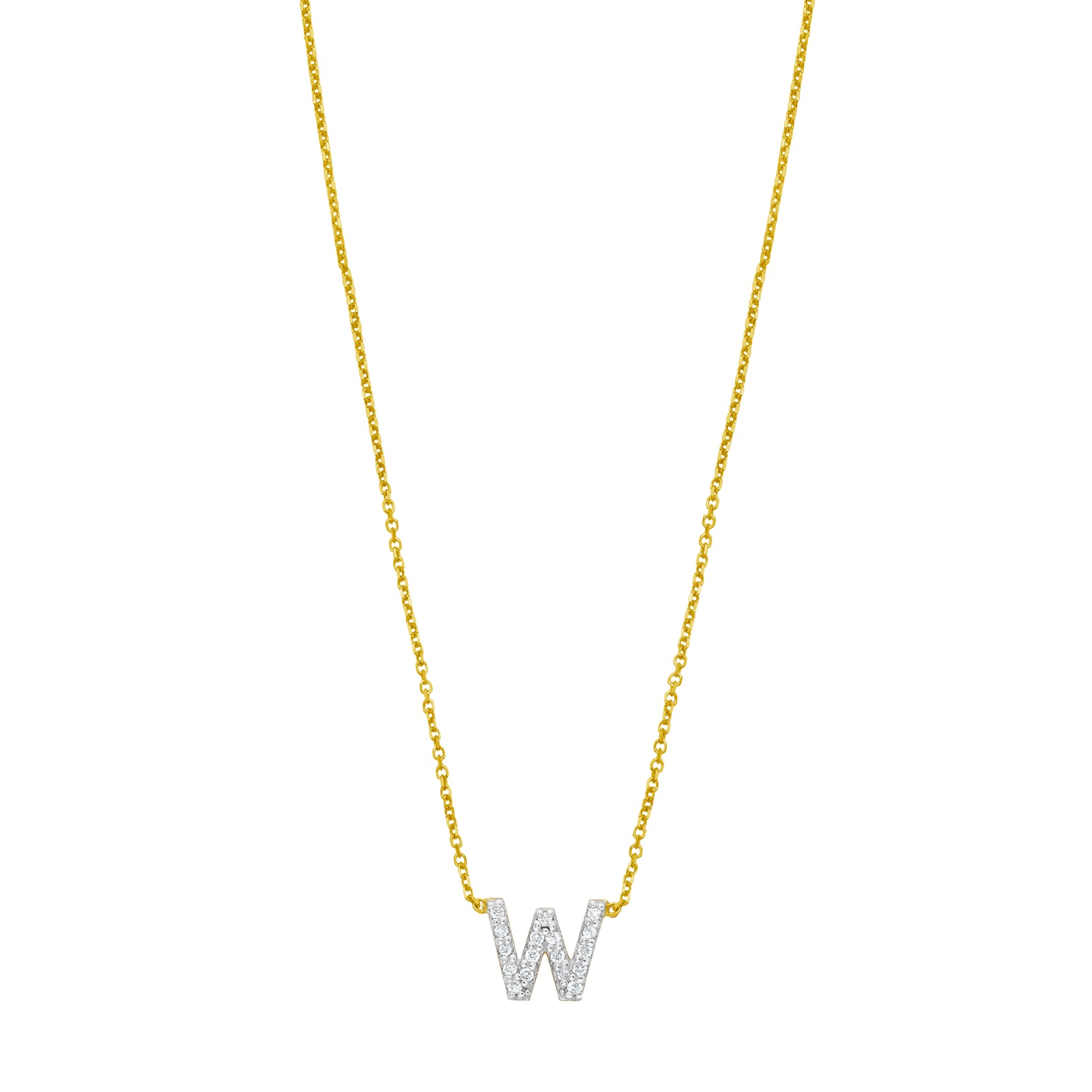 14K Mini Diamond W Initial