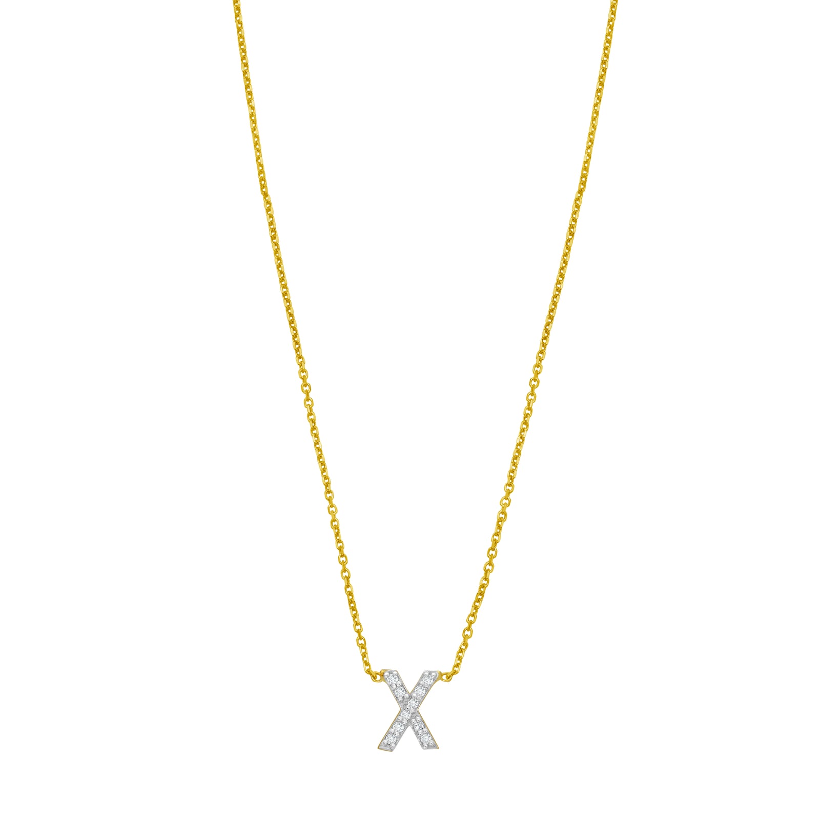 14K Mini Diamond X Initial