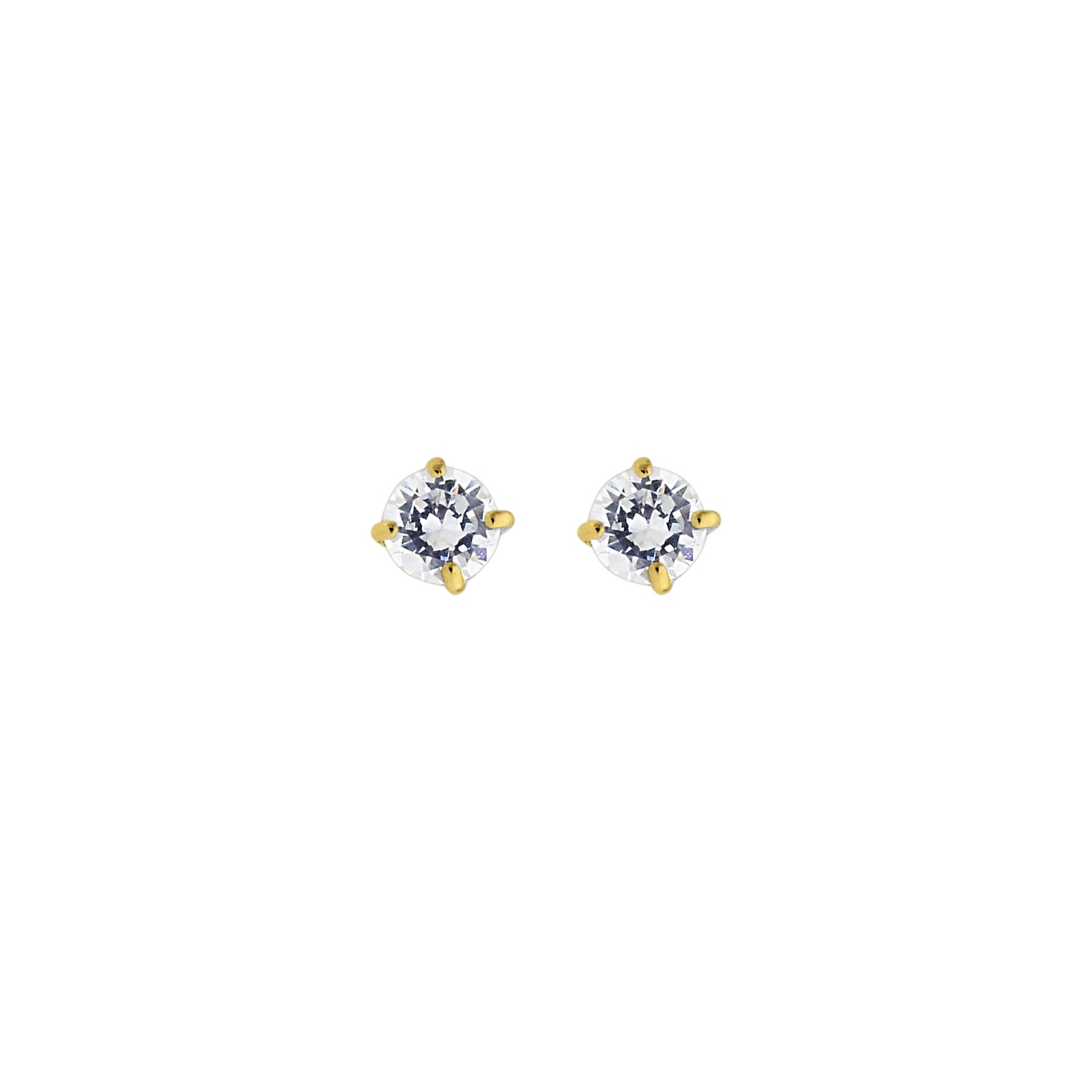 14K Gold 4mm Round CZ Stud Earring