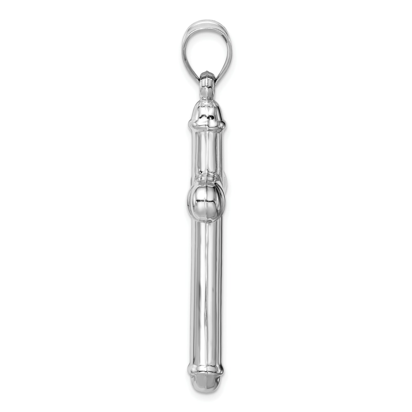 14k White Gold Hollow Cross Pendant