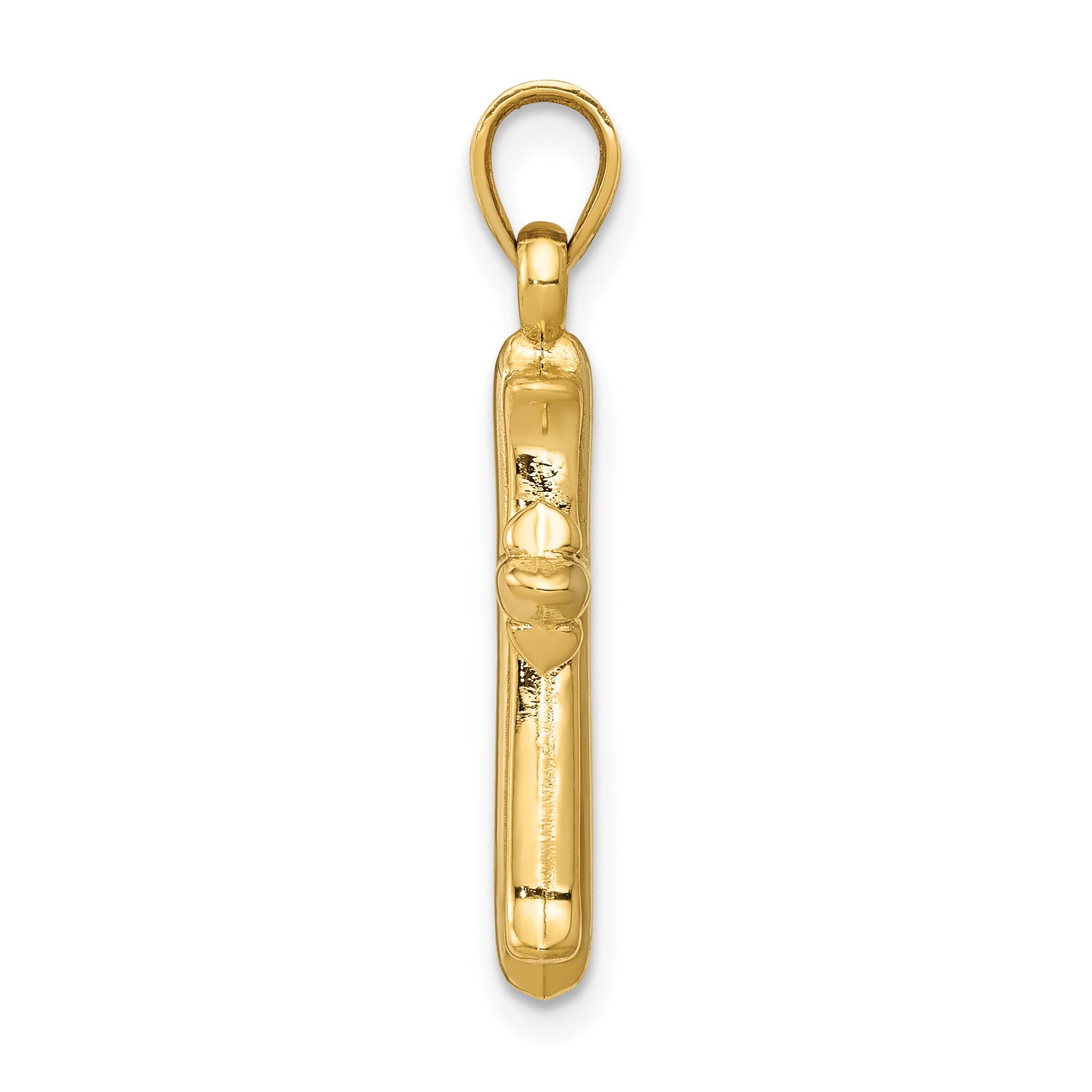 14k w/Rhodium Reversible Hollow Cross Pendant