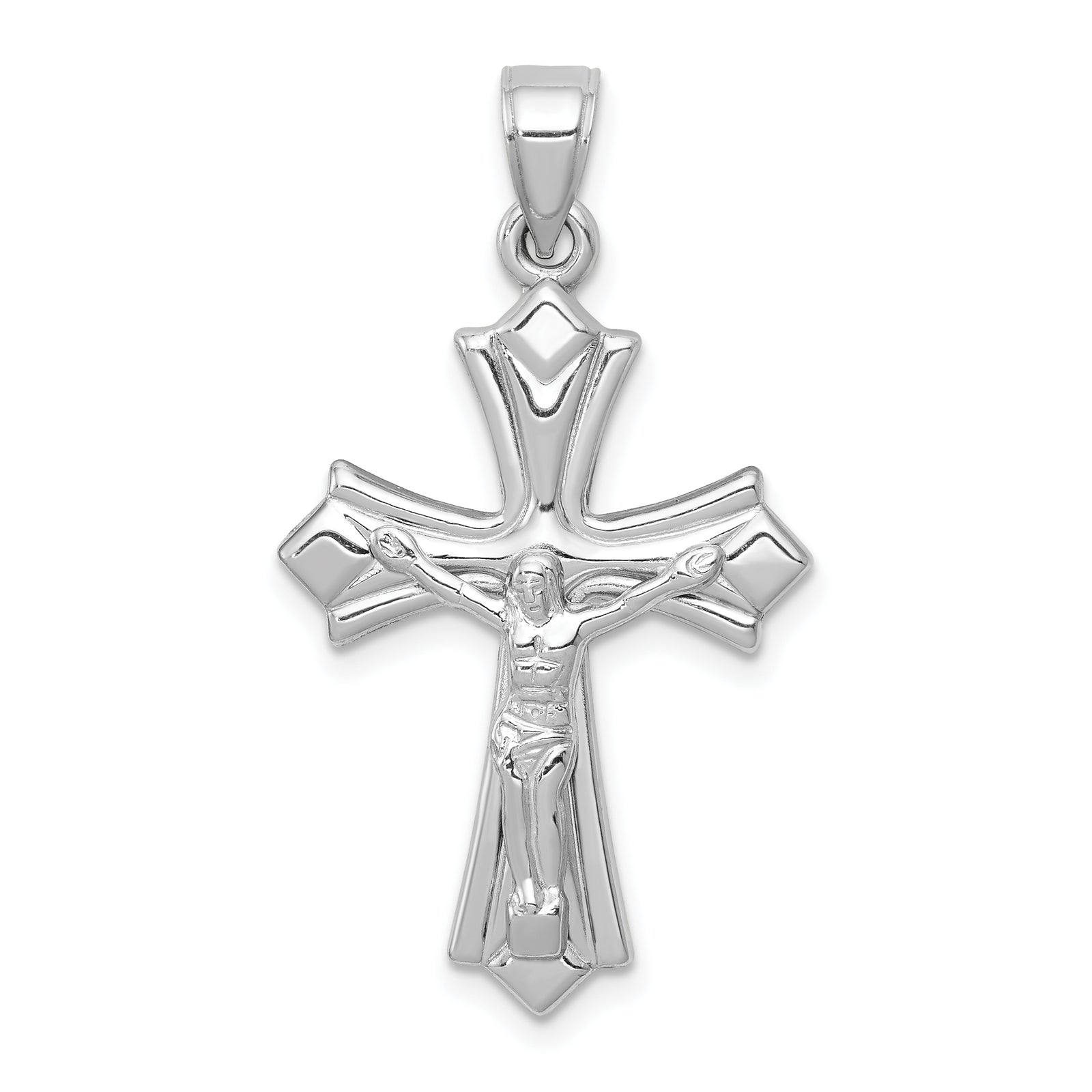 14K White Gold Reversible Crucifix Pendant