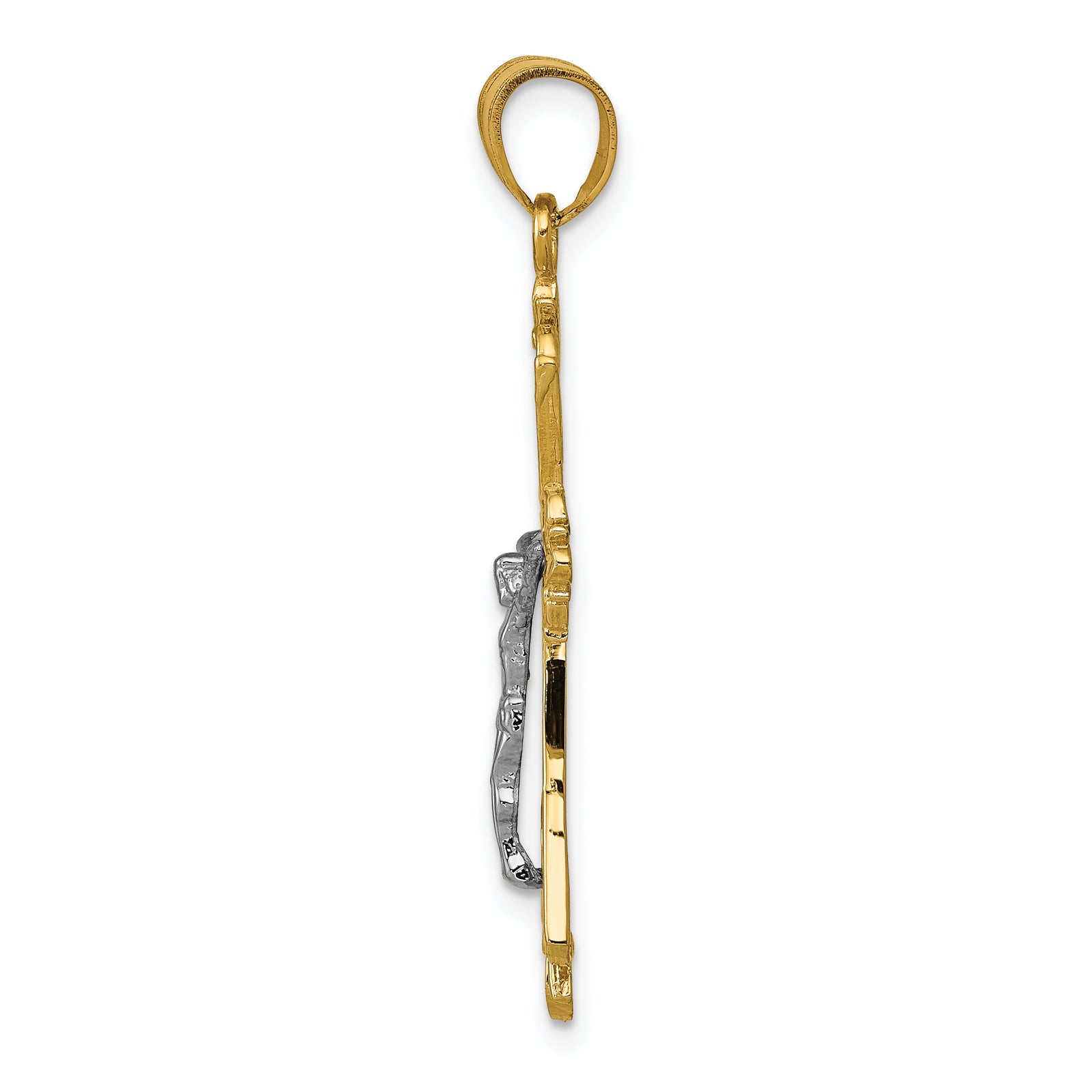 14K Two-tone Crucifix Pendant